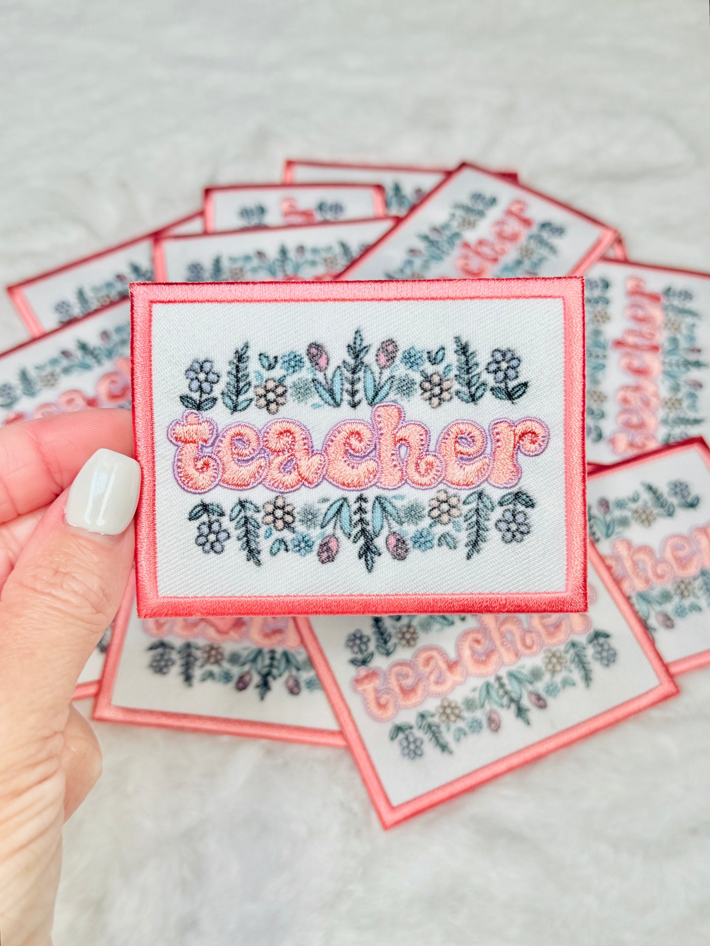 Floral Teacher Embroidered Patch