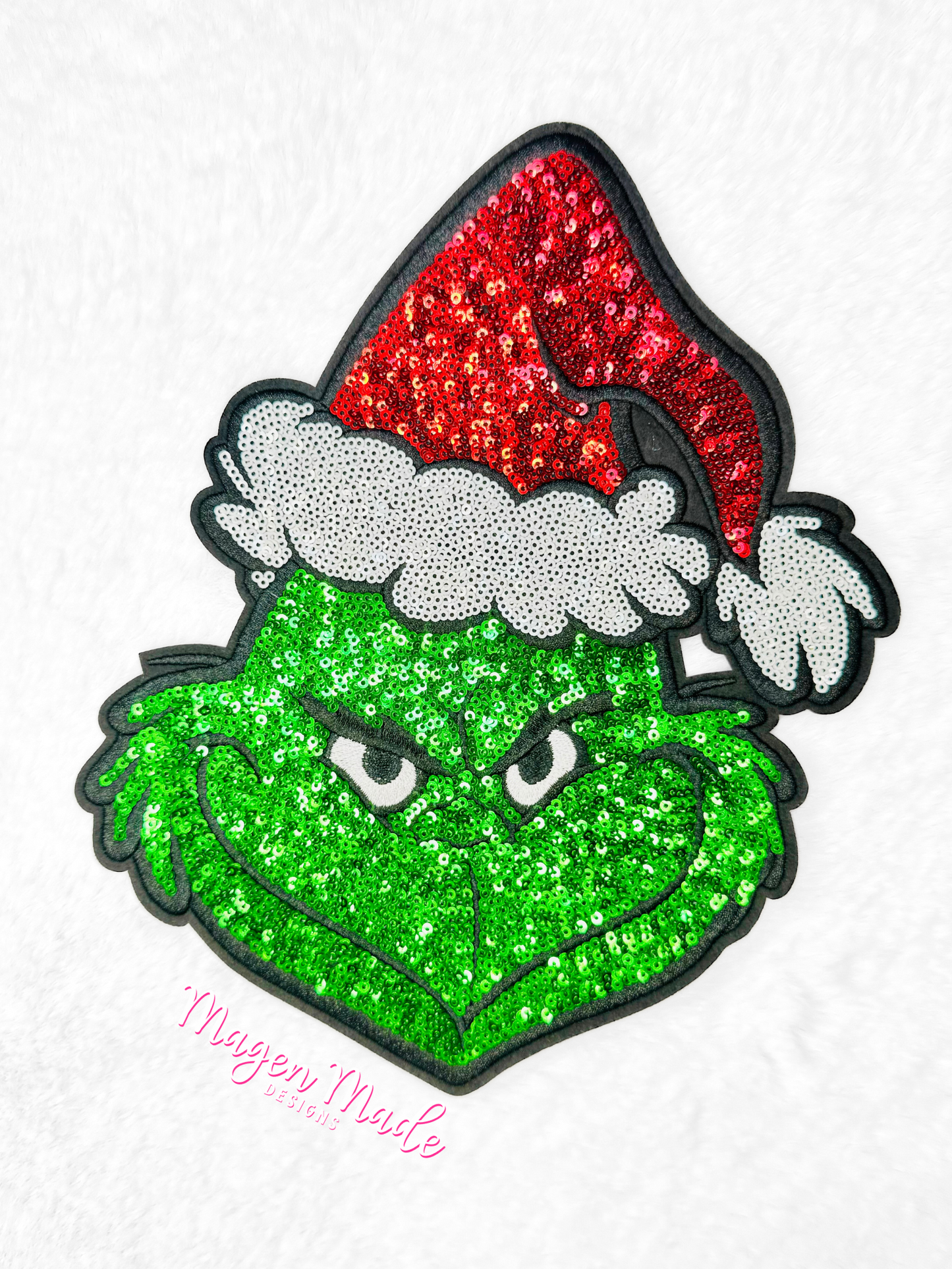 Red and Green Grouchy Man Sequin Patch