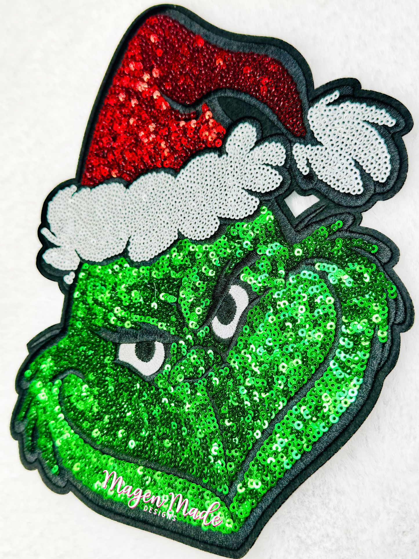 Red and Green Grouchy Man Sequin Patch