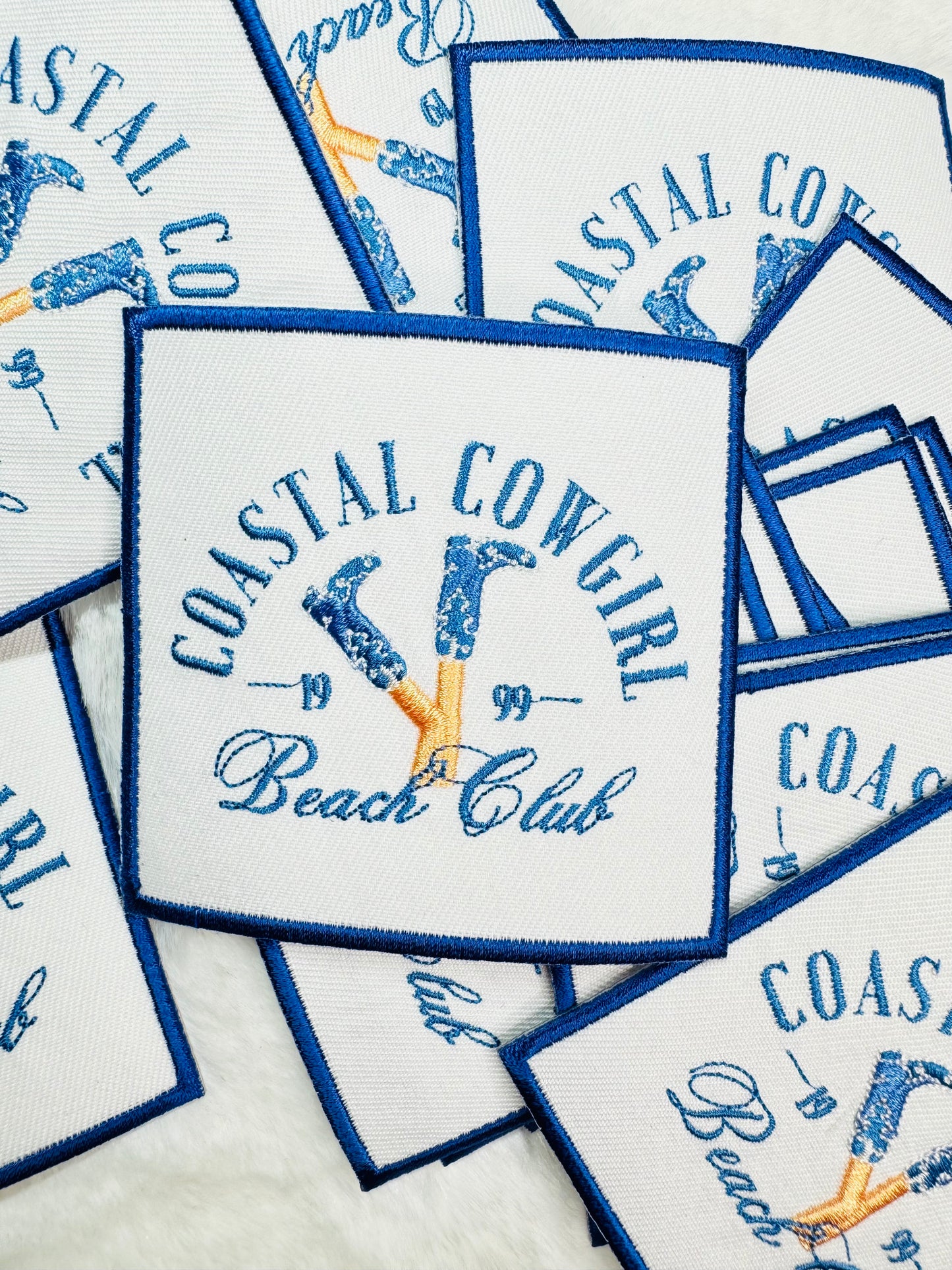 Coastal cow Beach club embroidered patch