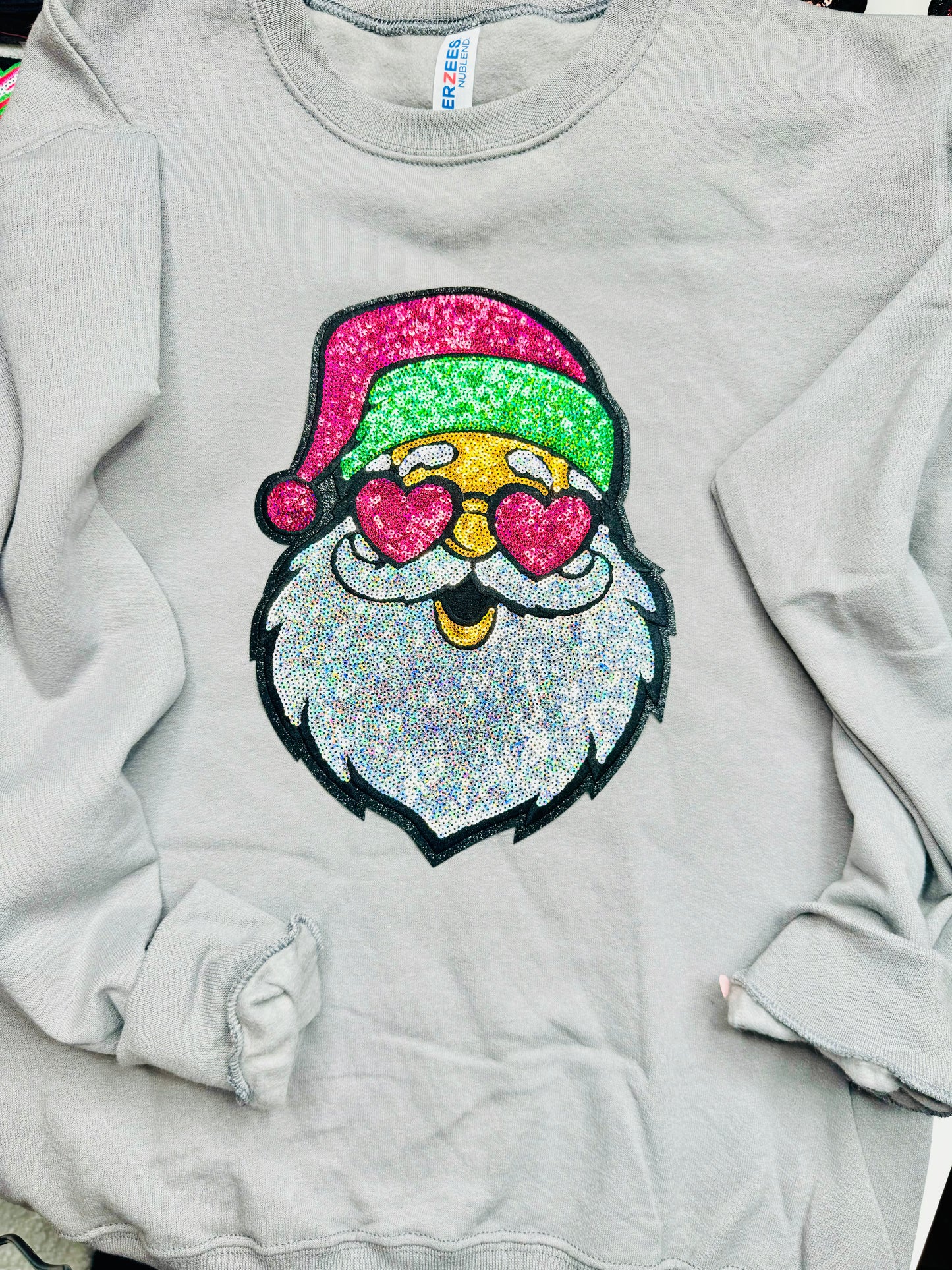 Santa With Heart Eyes Sequin Patch