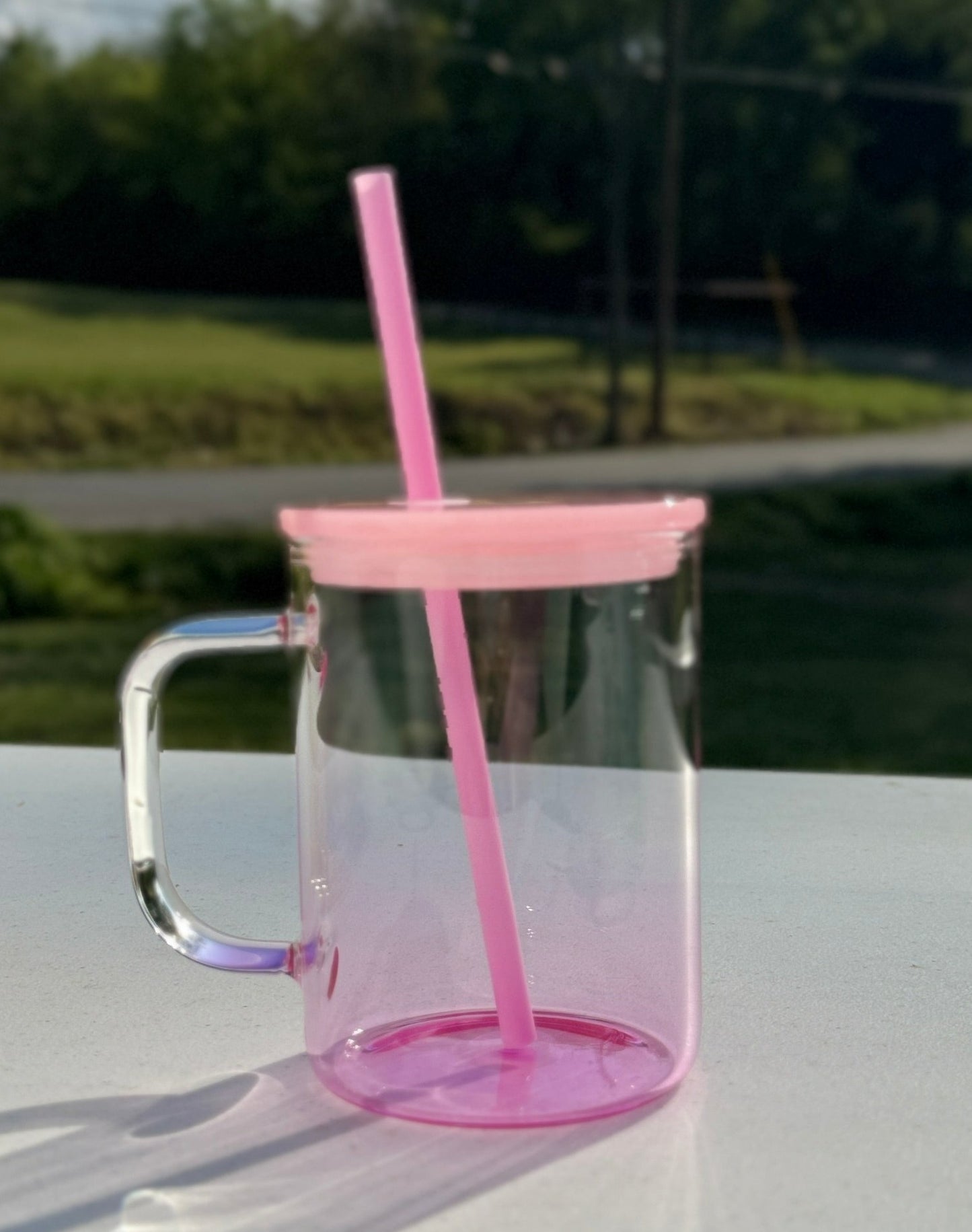 the light pink 17 oz. glass mug