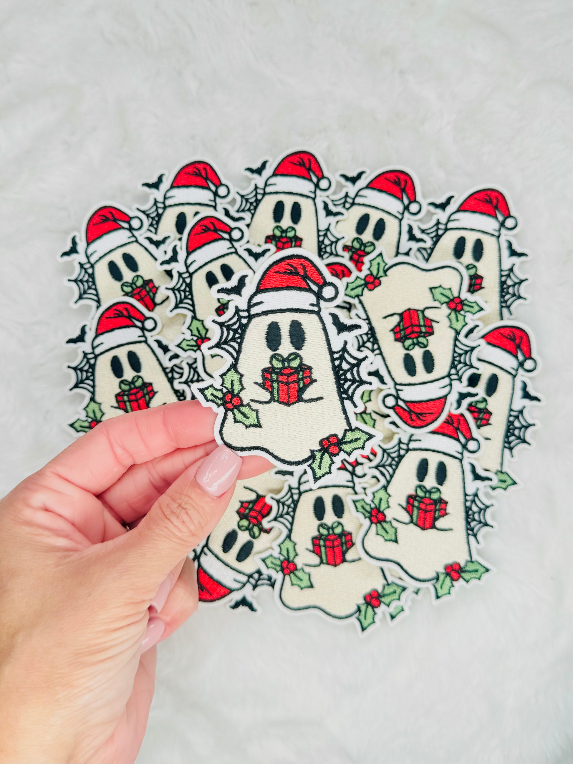 Spooky Christmas Ghost Embroidered Patch