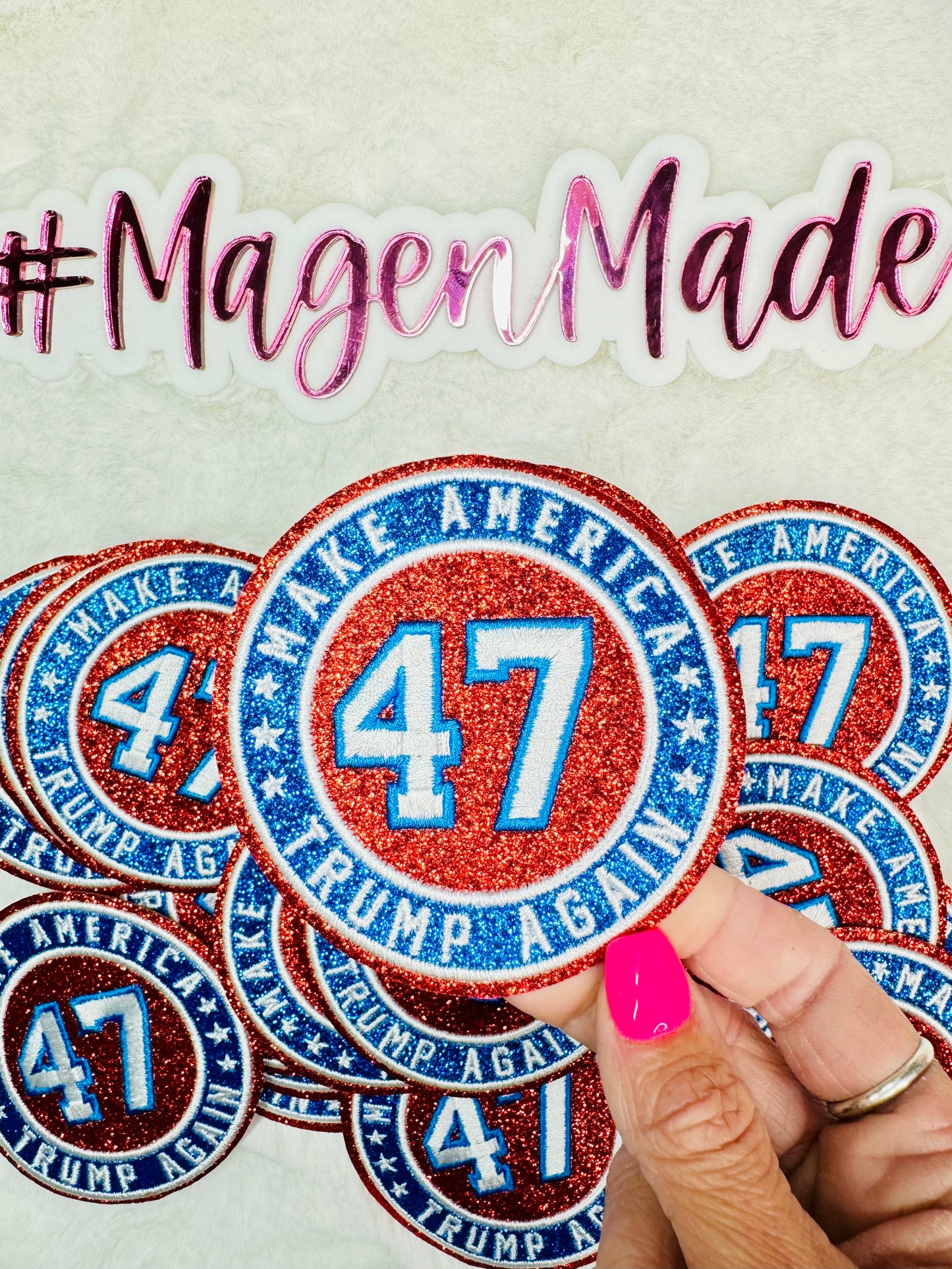 Round make America Trump again glitter patch
