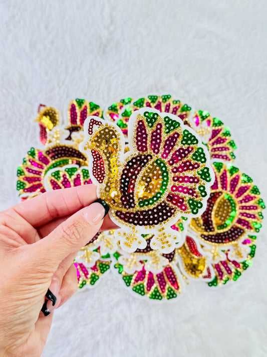 Colorful Turkey Sequins Patch