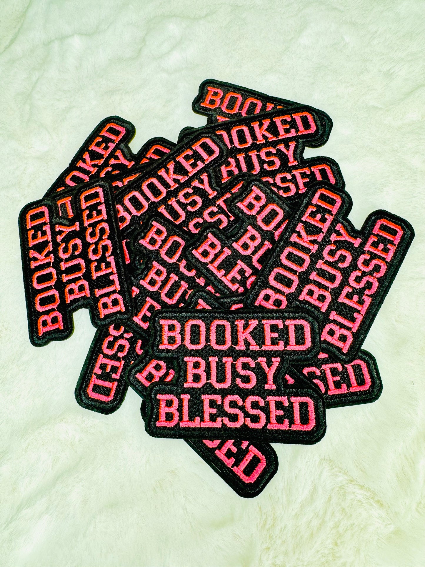 Booked Busy Blessed Embroidered Patch