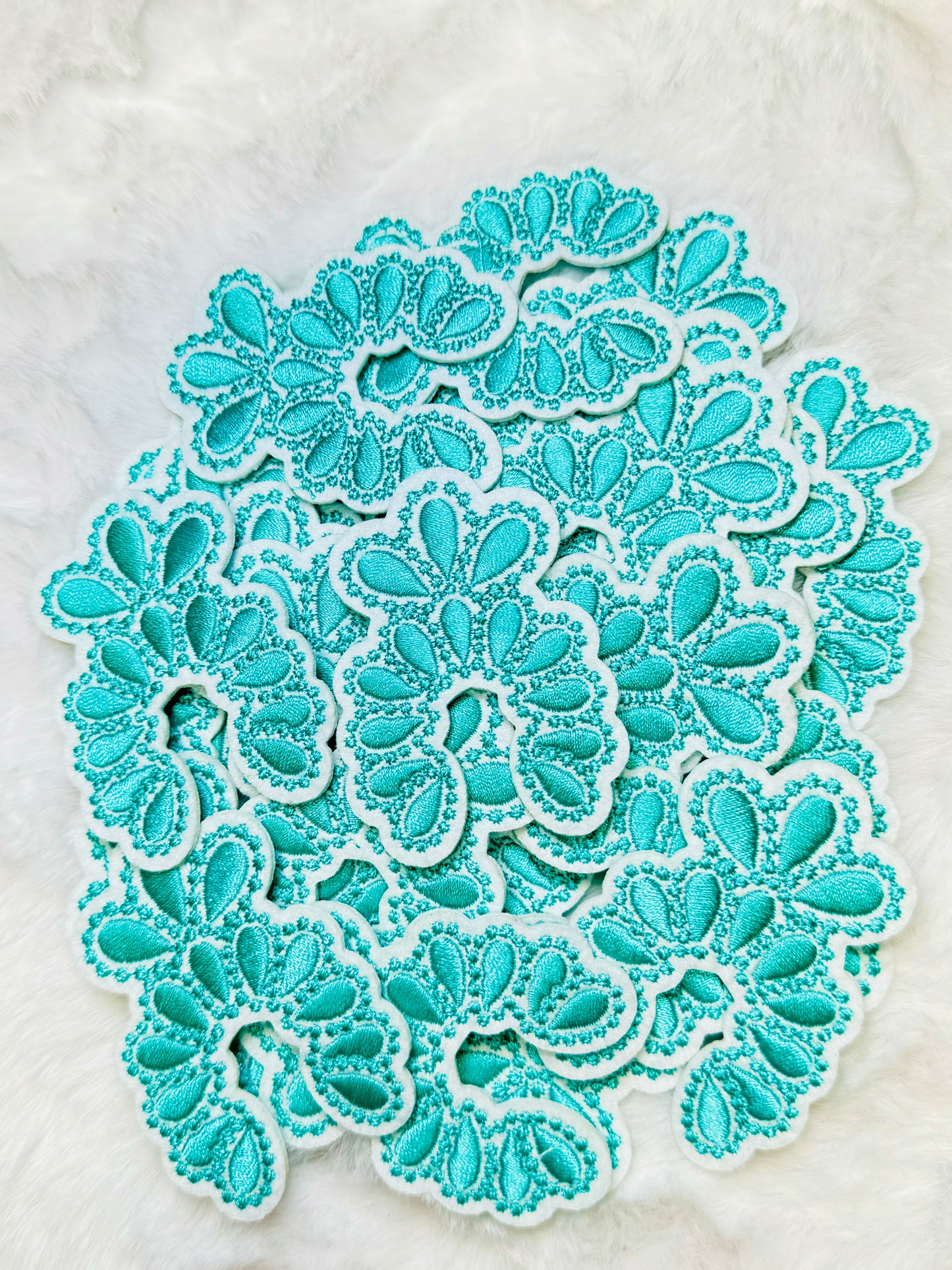 Turquoise Jewles Embroidered Patch