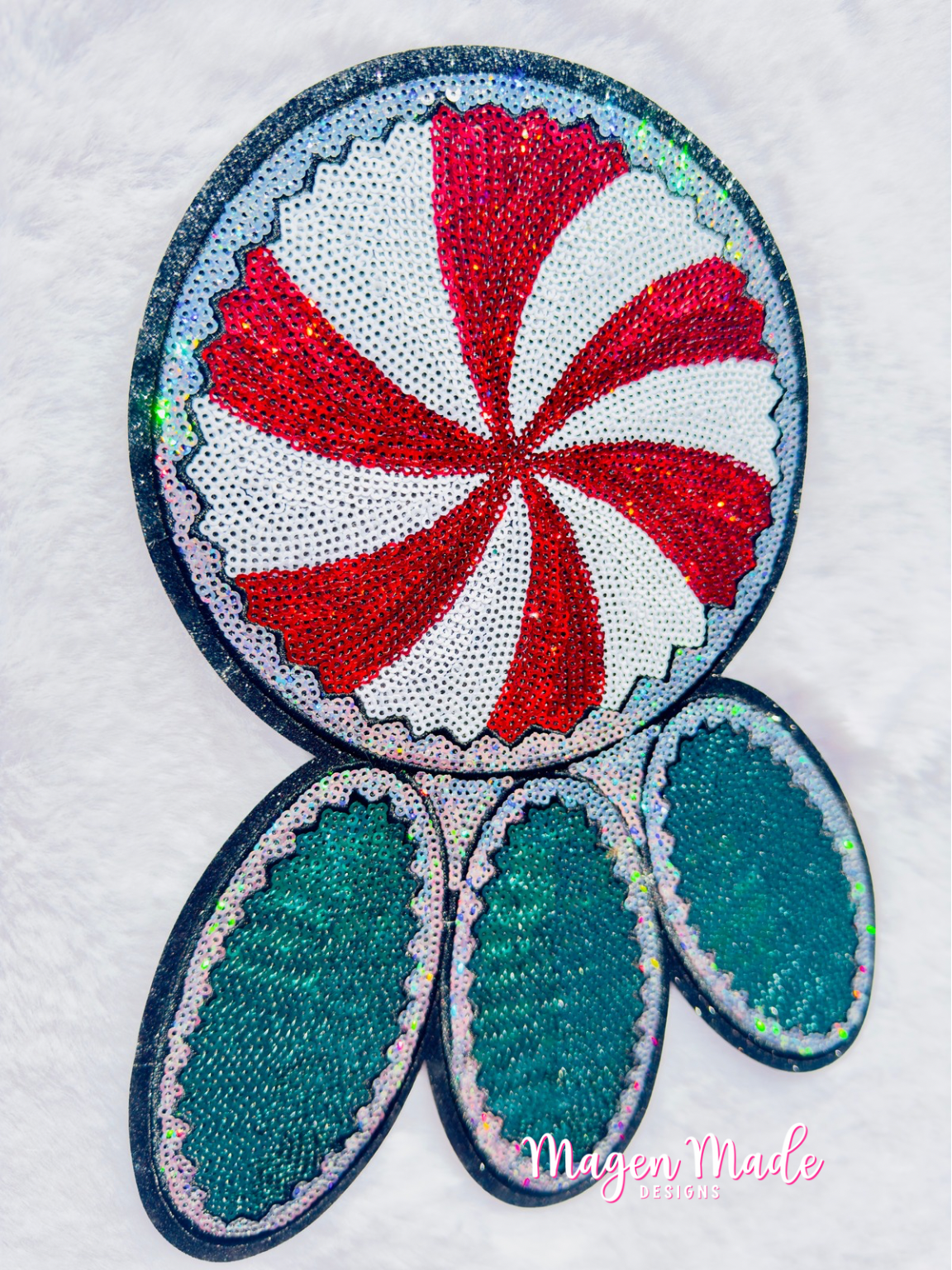 Peppermint and Turquoise Jewels Sequin Patch