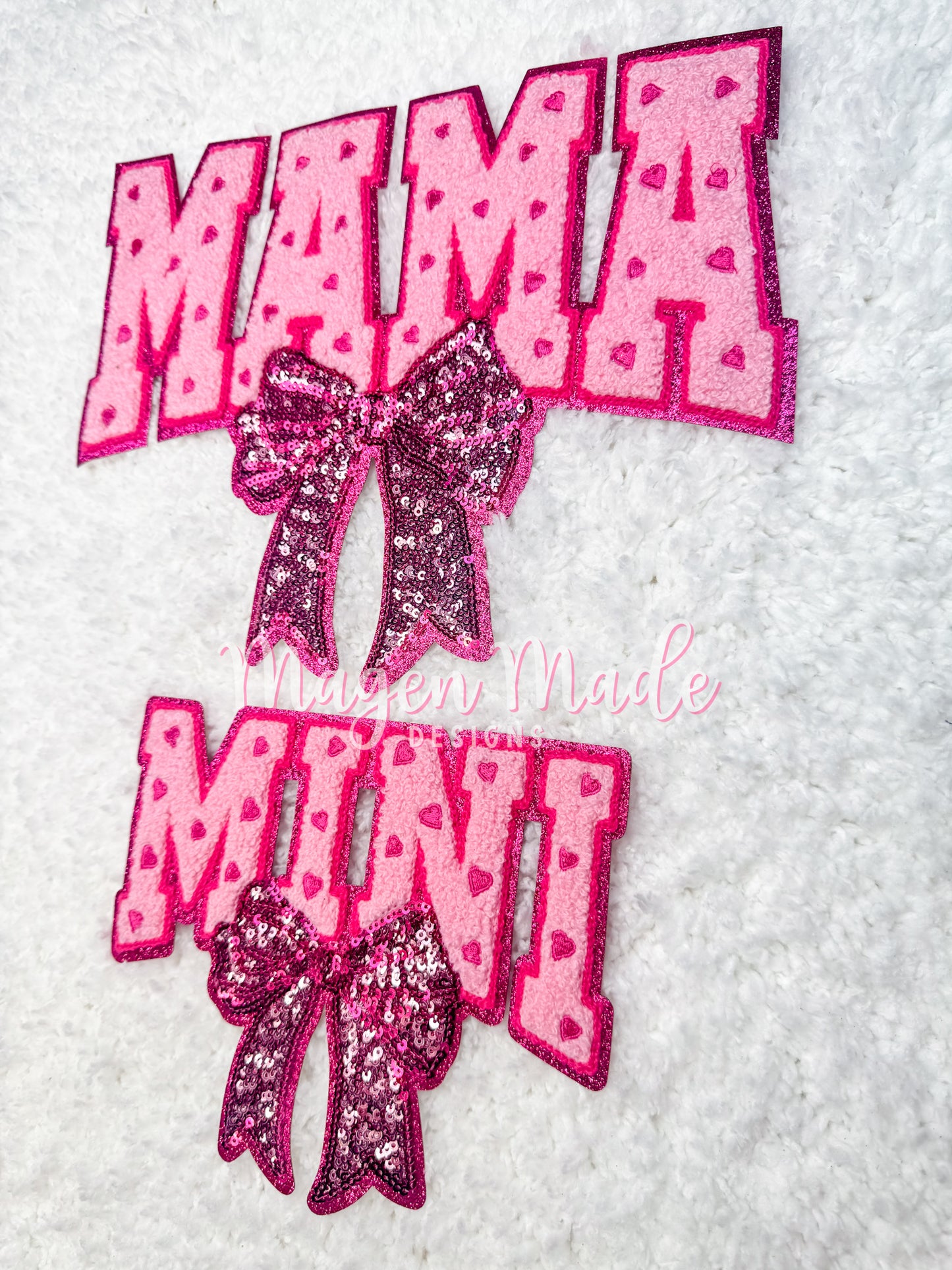 Pink Mama With Bow Chenille & Sequins Patch