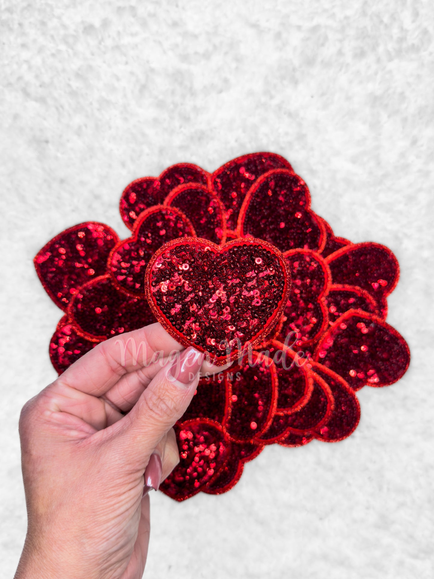 Heart- Small Iron On Glitter and Sequins Patch