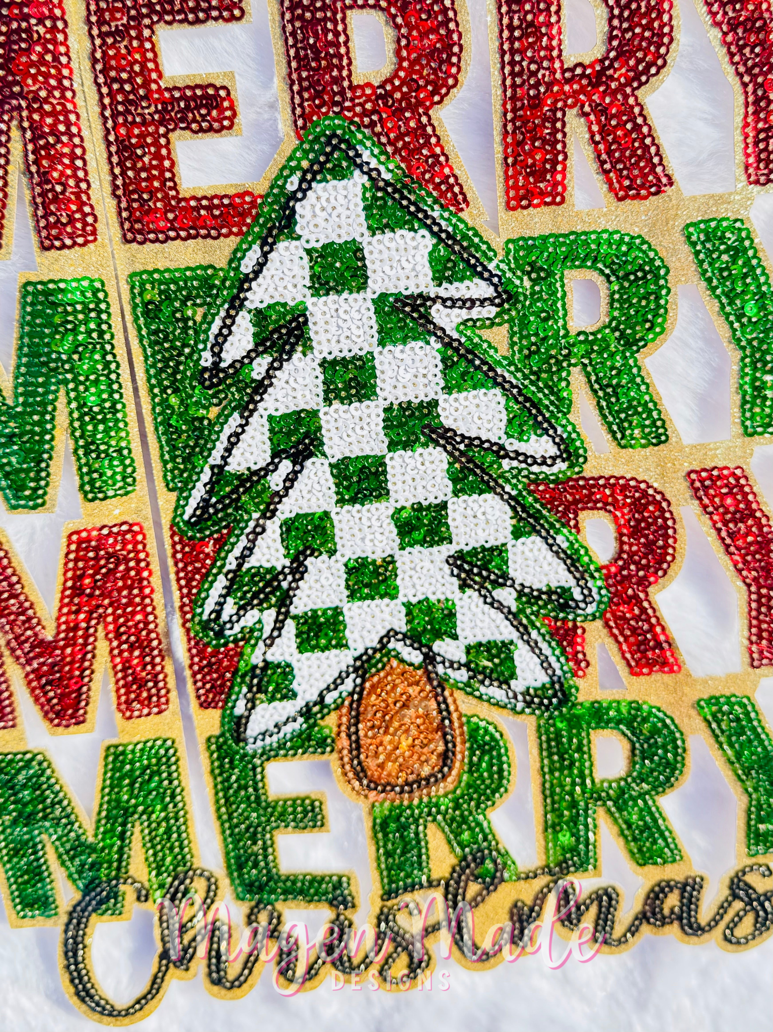 Merry Merry Merry Christmas Sequin Patch