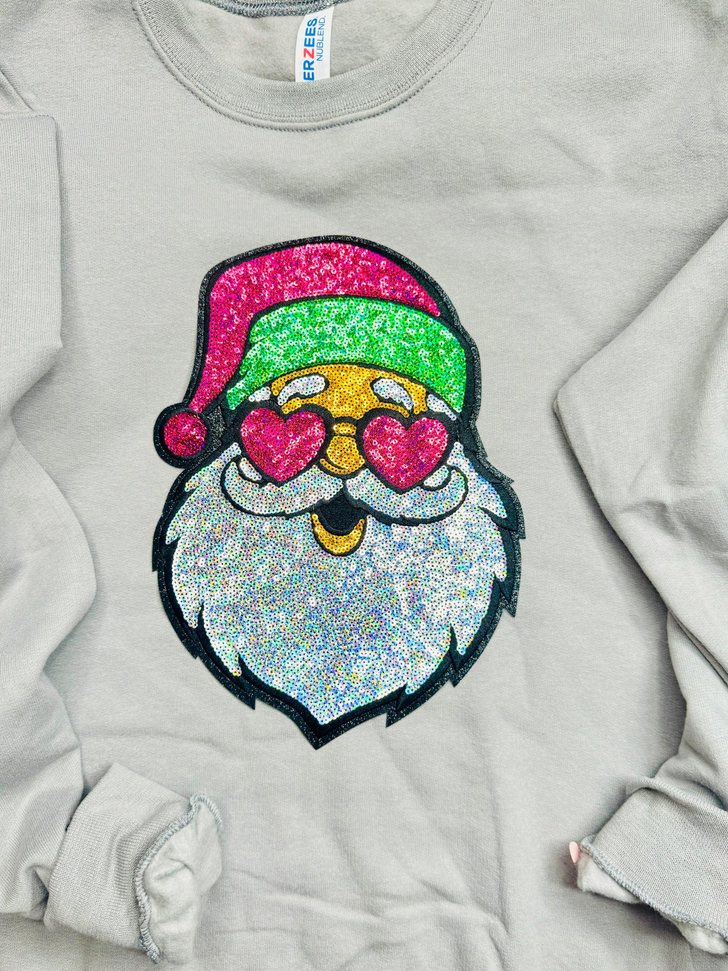 Santa With Heart Eyes Sequin Patch