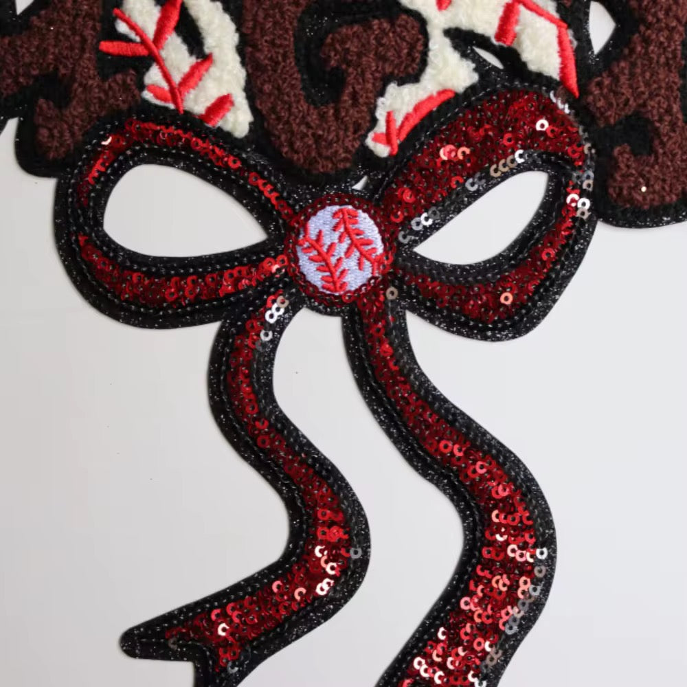 Coquette Baseball Chenille and Sequins Patch
