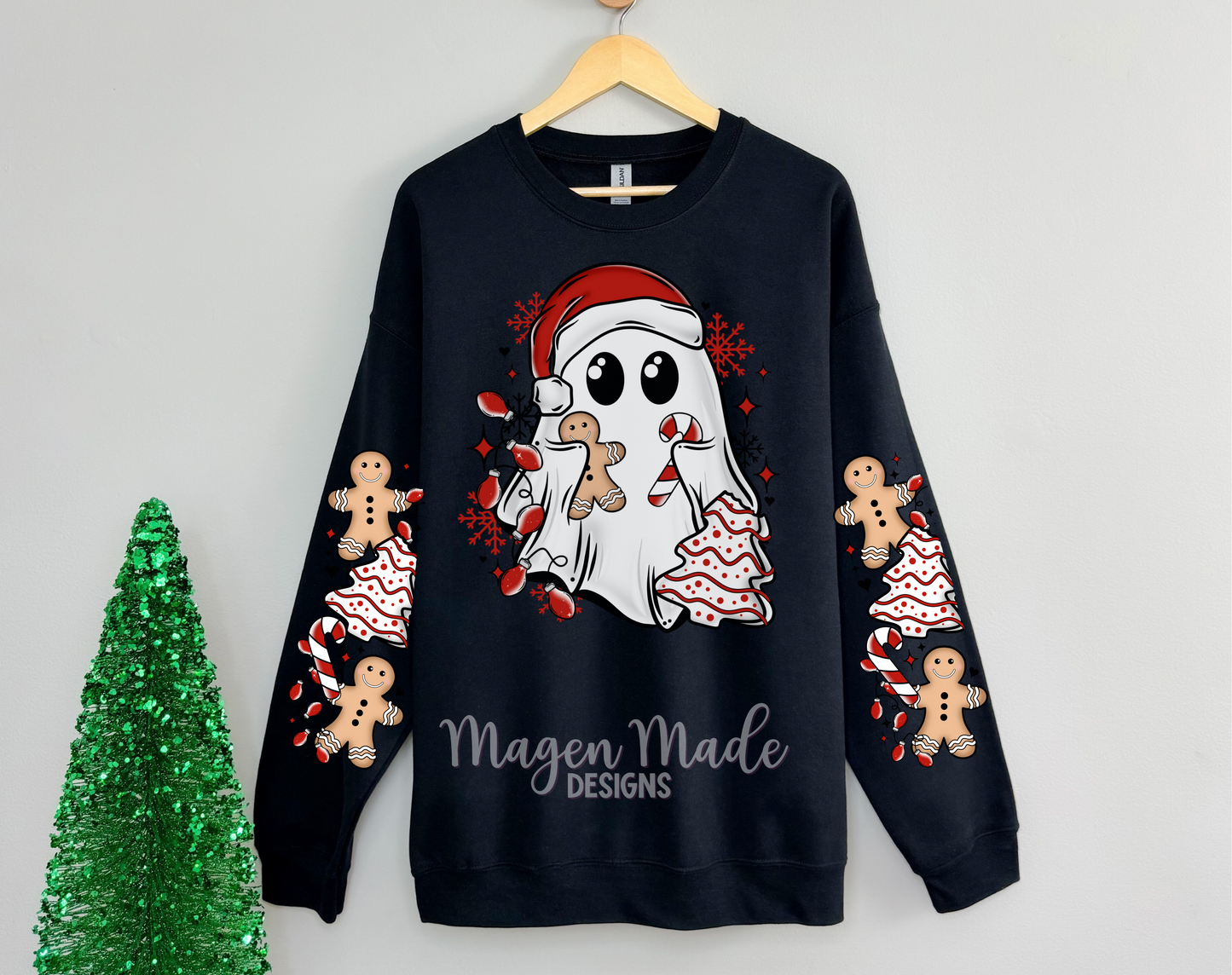 Spooky Merry Ghost With Sleeve Screen Print Transfer