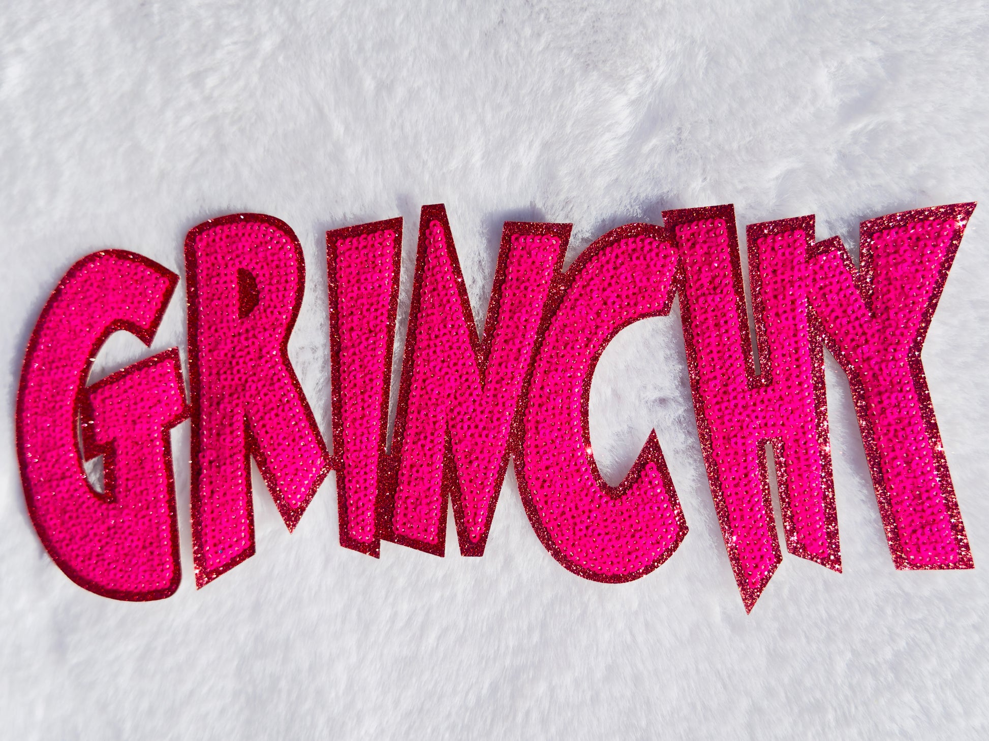 Pink Grinchy Sequin Patch