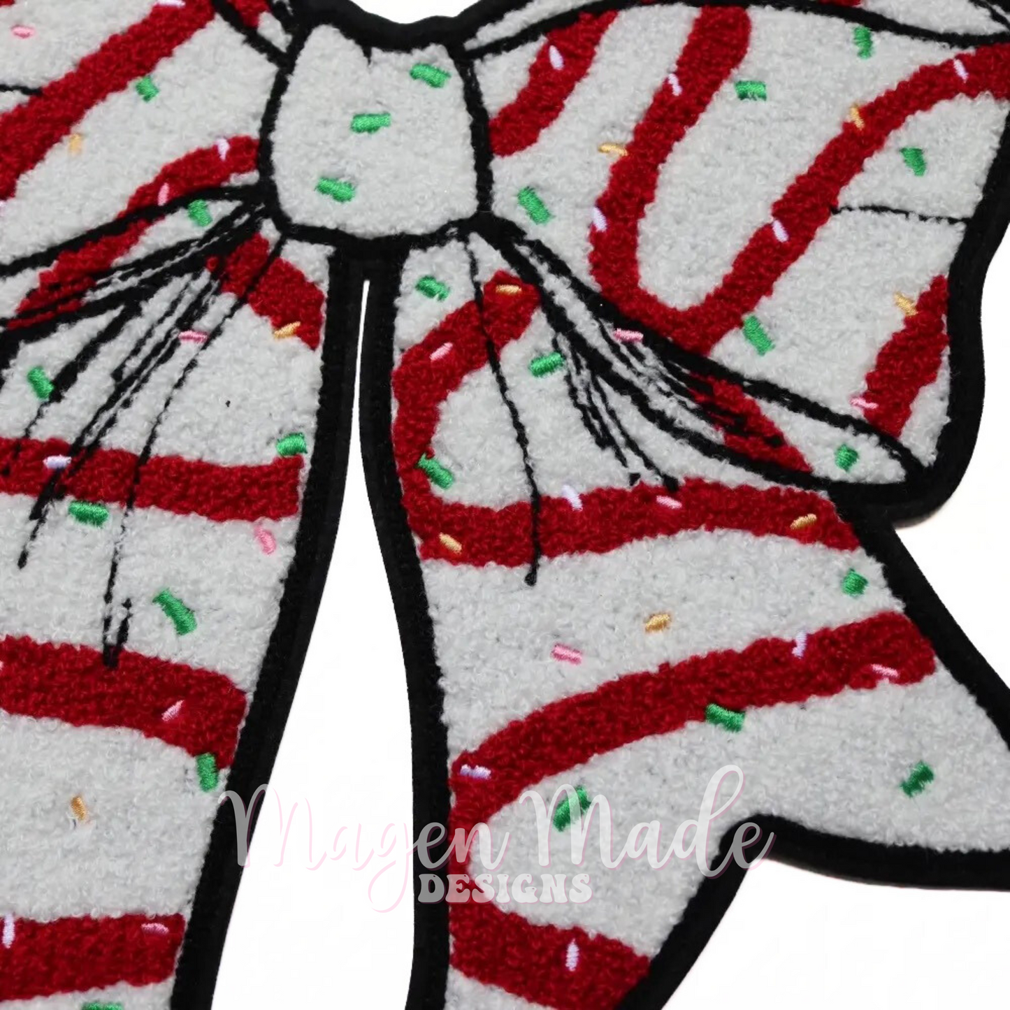 Christmas Cake Bow Chenille Patch