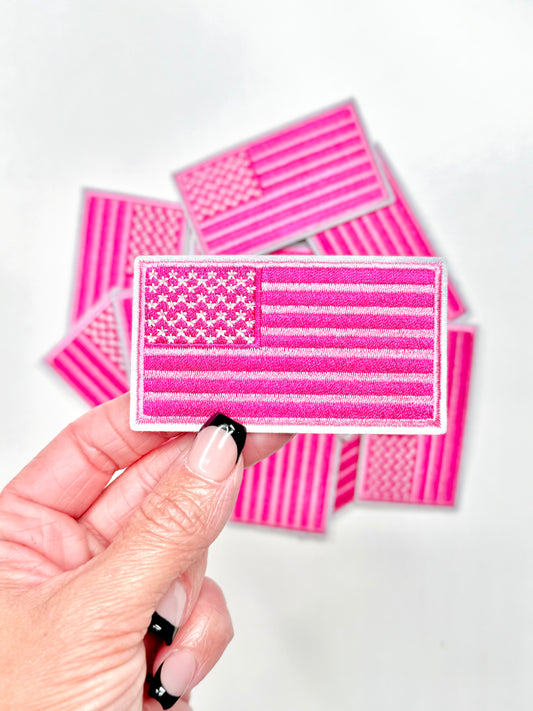 Preppy Pink Flag Embroidered Patch