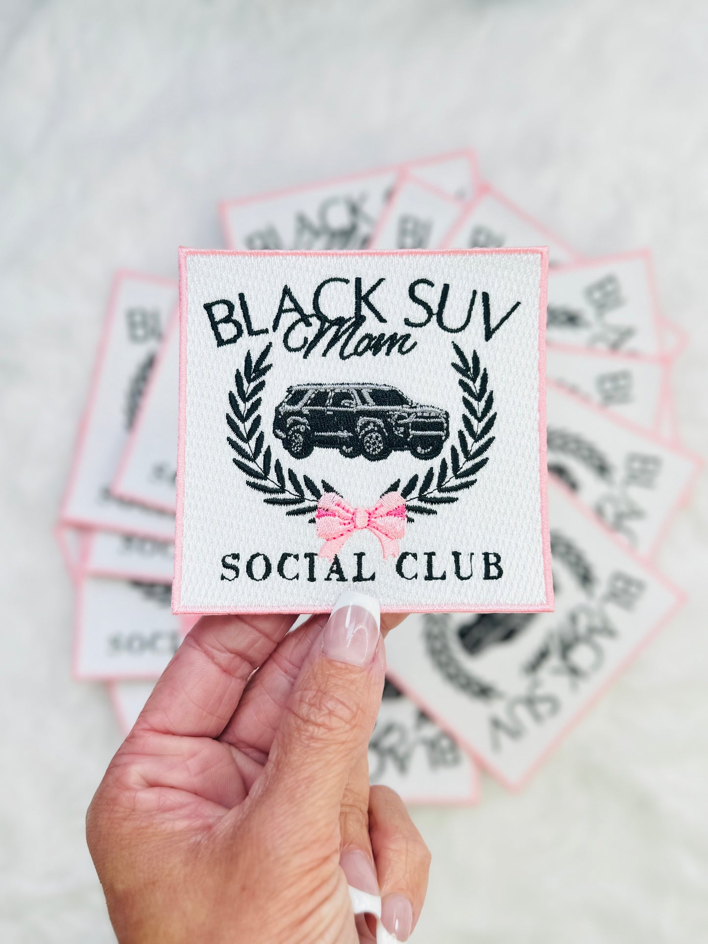 Black suv mom social club patch