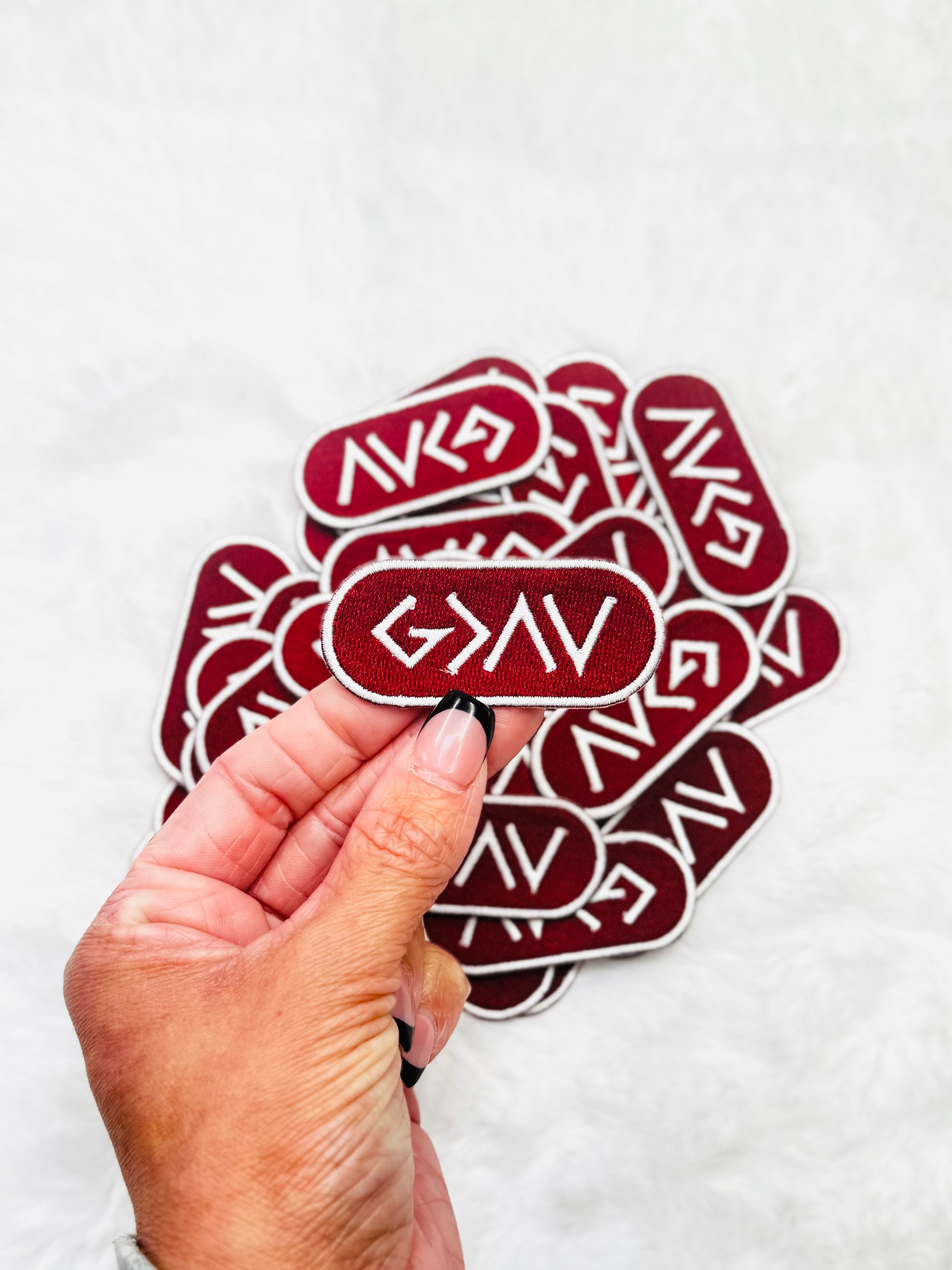 God Is Greater Than Maroon Embroidered Patch