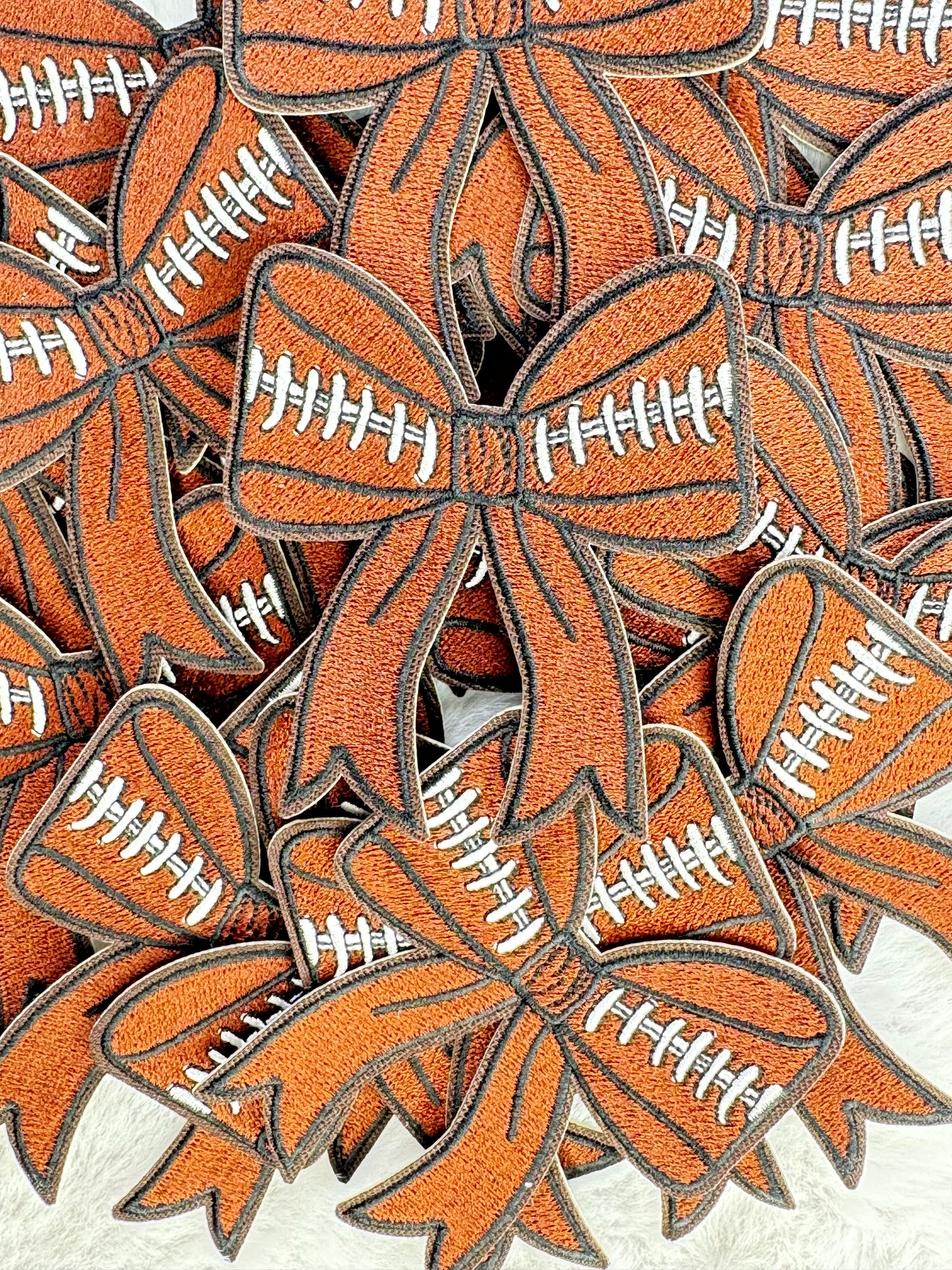 Football Coquette Bow Embroidered Patch