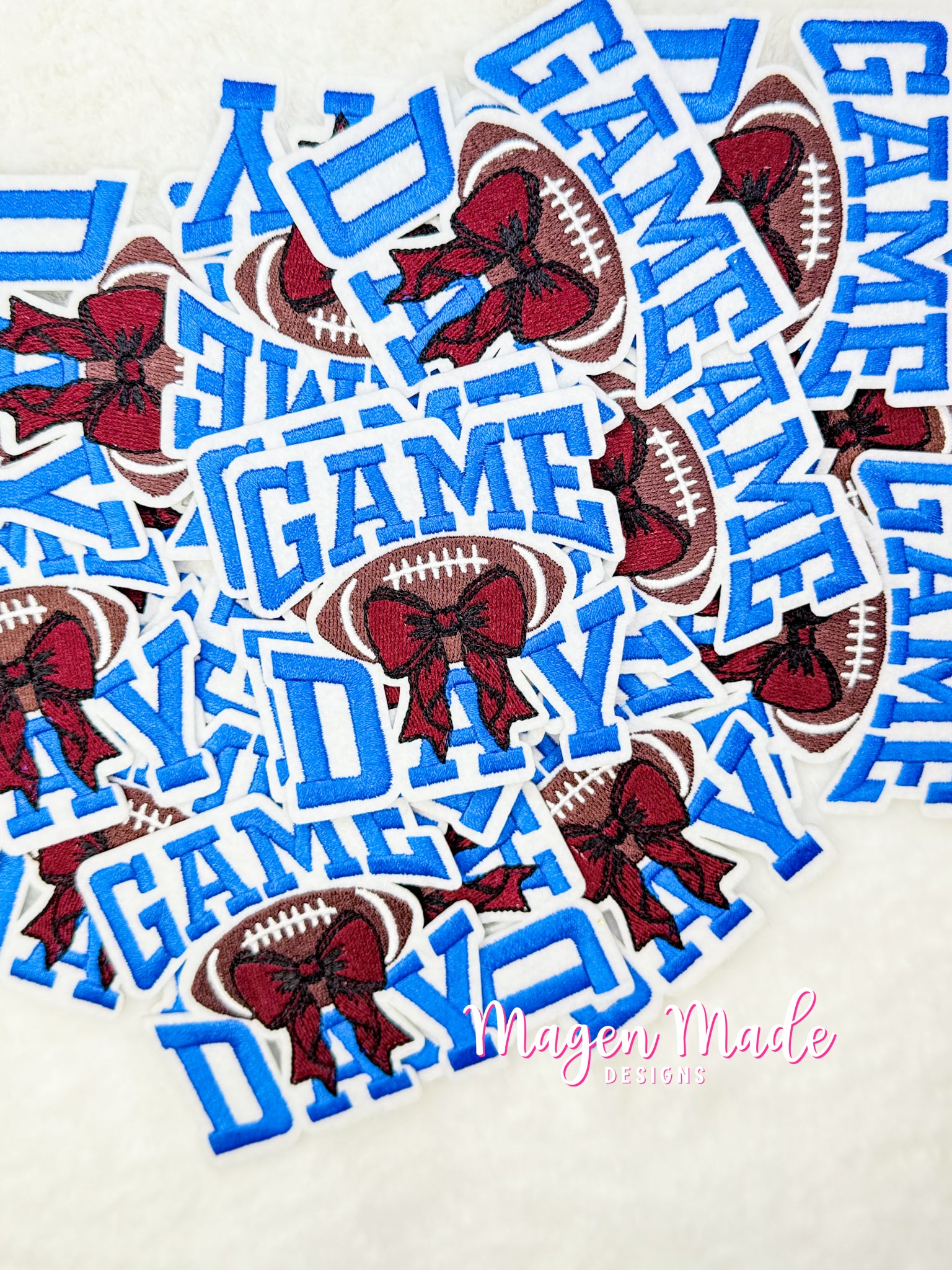 Blue Coquette Football Game Day Embroidered Patch