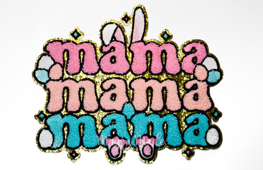 Mama Bunny Chenille & Glitter Patch Patch