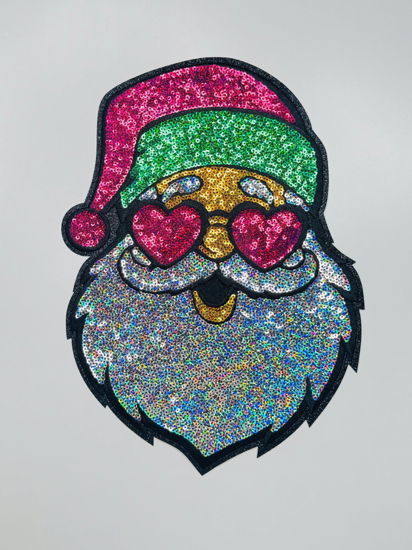 Santa With Heart Eyes Sequin Patch