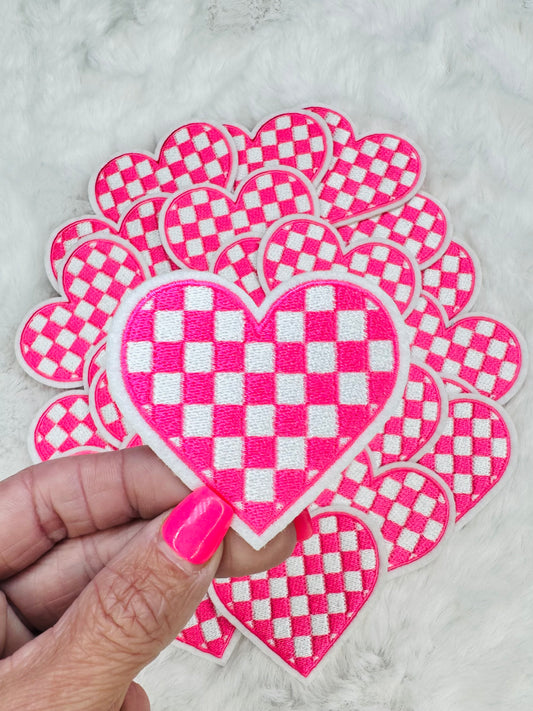 Neon pink embroidered patch