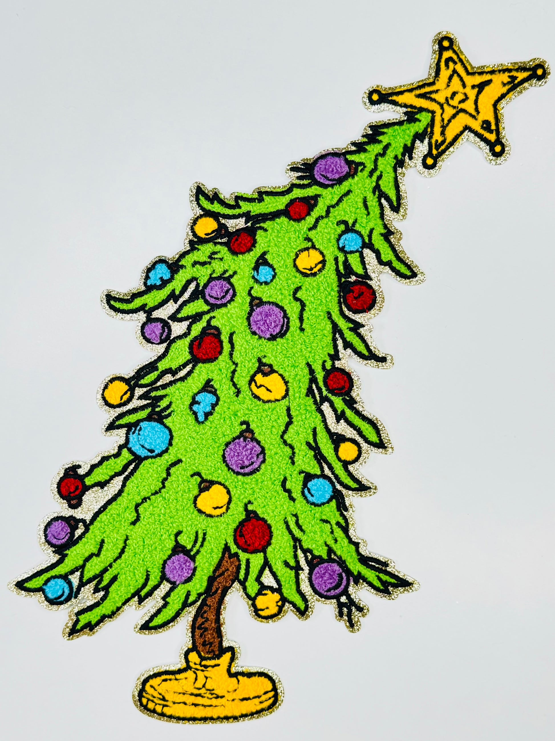 Christmas Tree Chenille & Glitter Patch