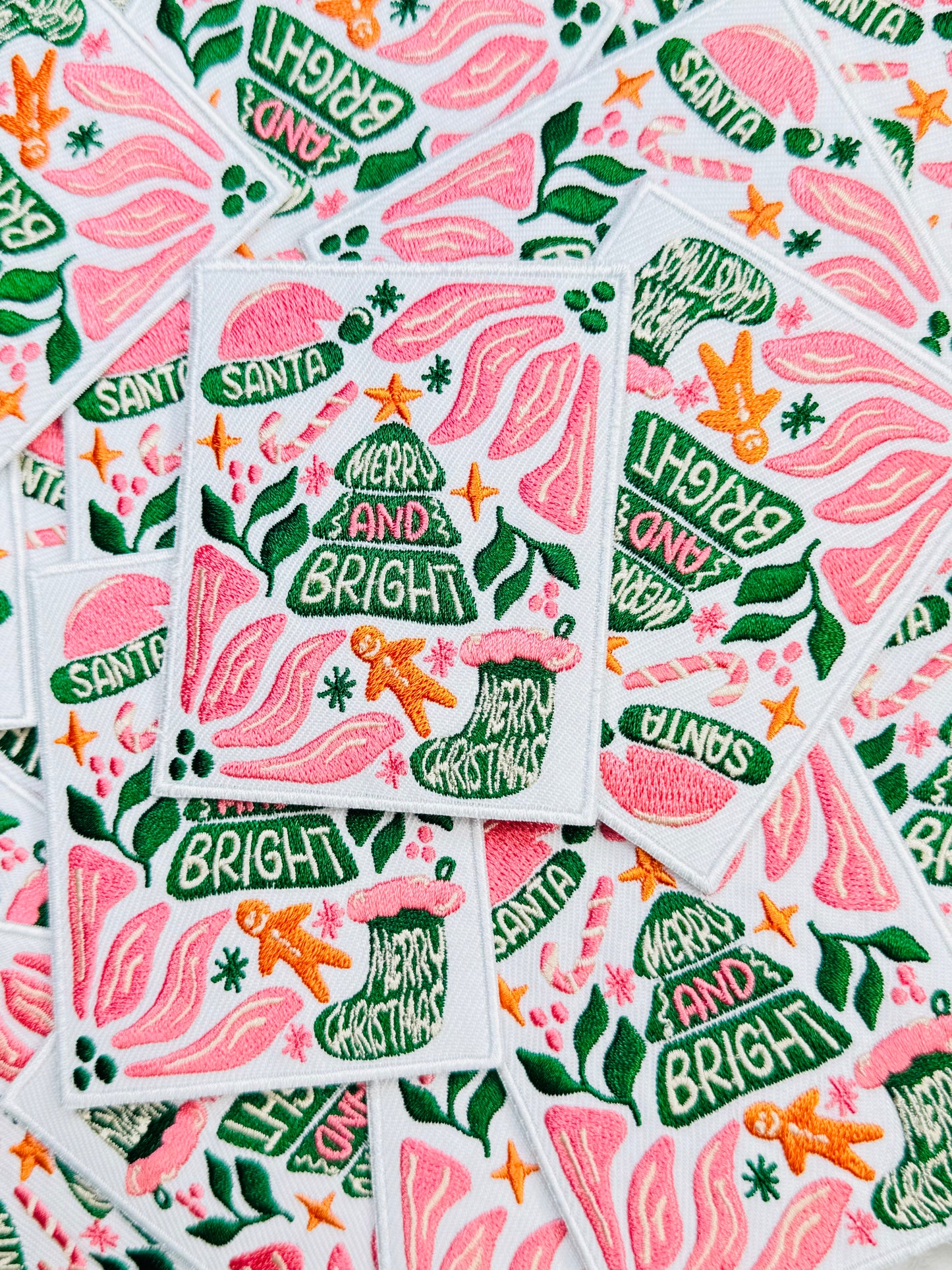 Boho Merry & Bright Embroidered Patch