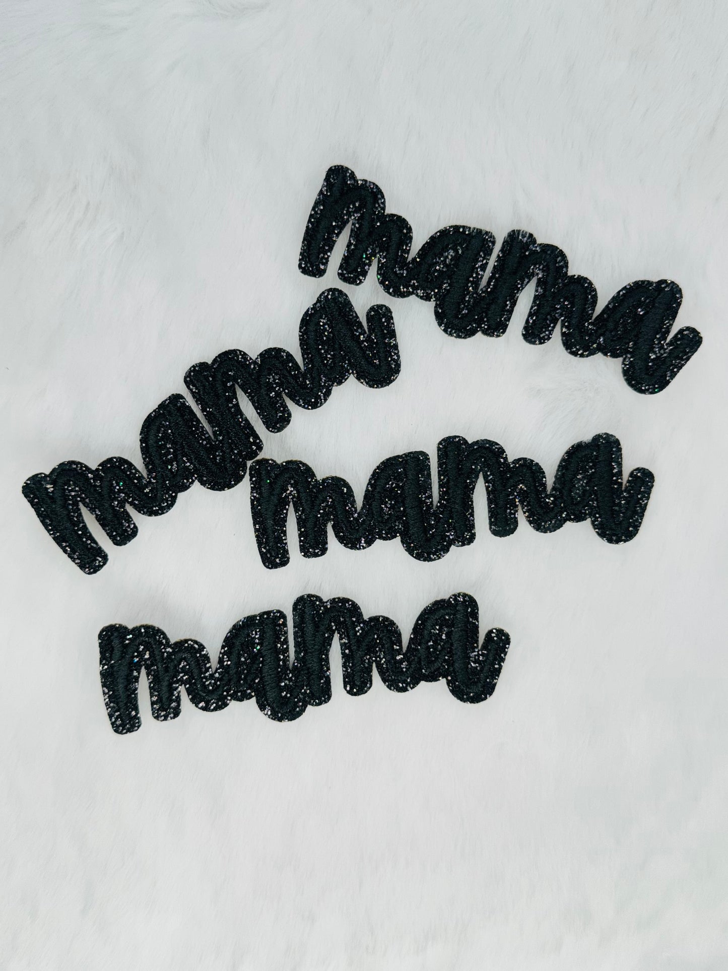 Black Mama With Glitter Embroidered Patch