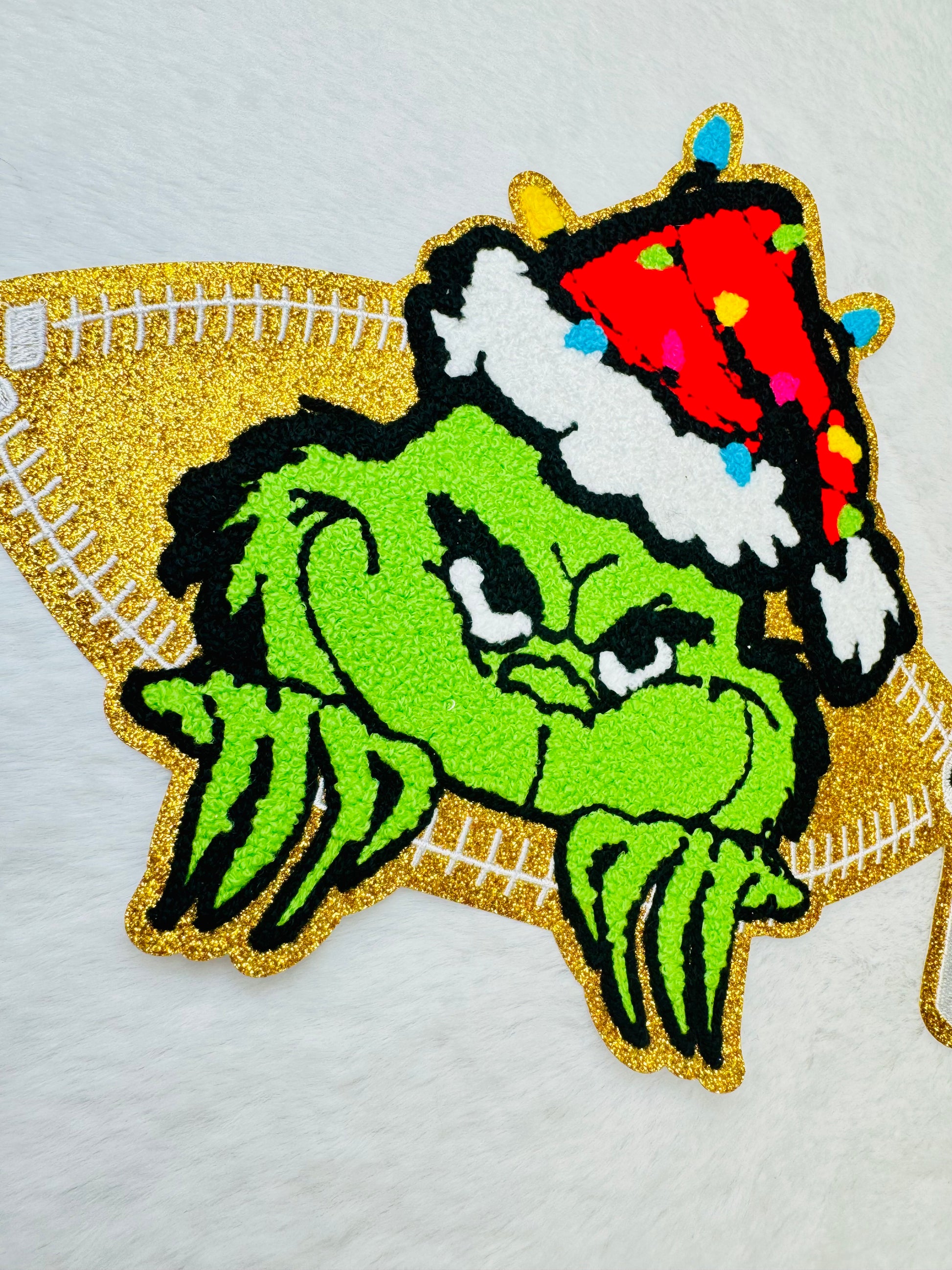 Grinch Glitter and Chenille Patch