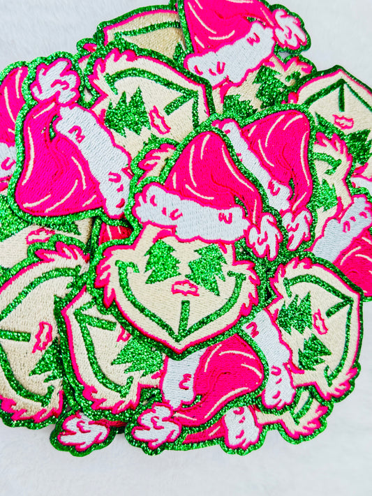 Preppy Pink and Green Man Embroidered Patch