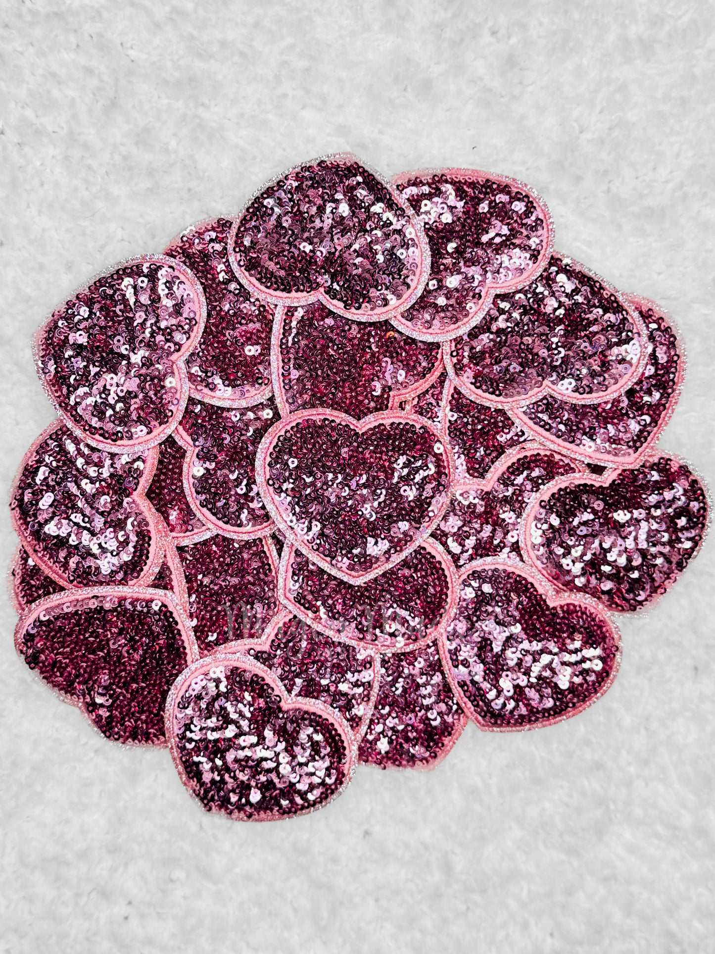 Heart- Small Iron On Glitter and Sequins Patch