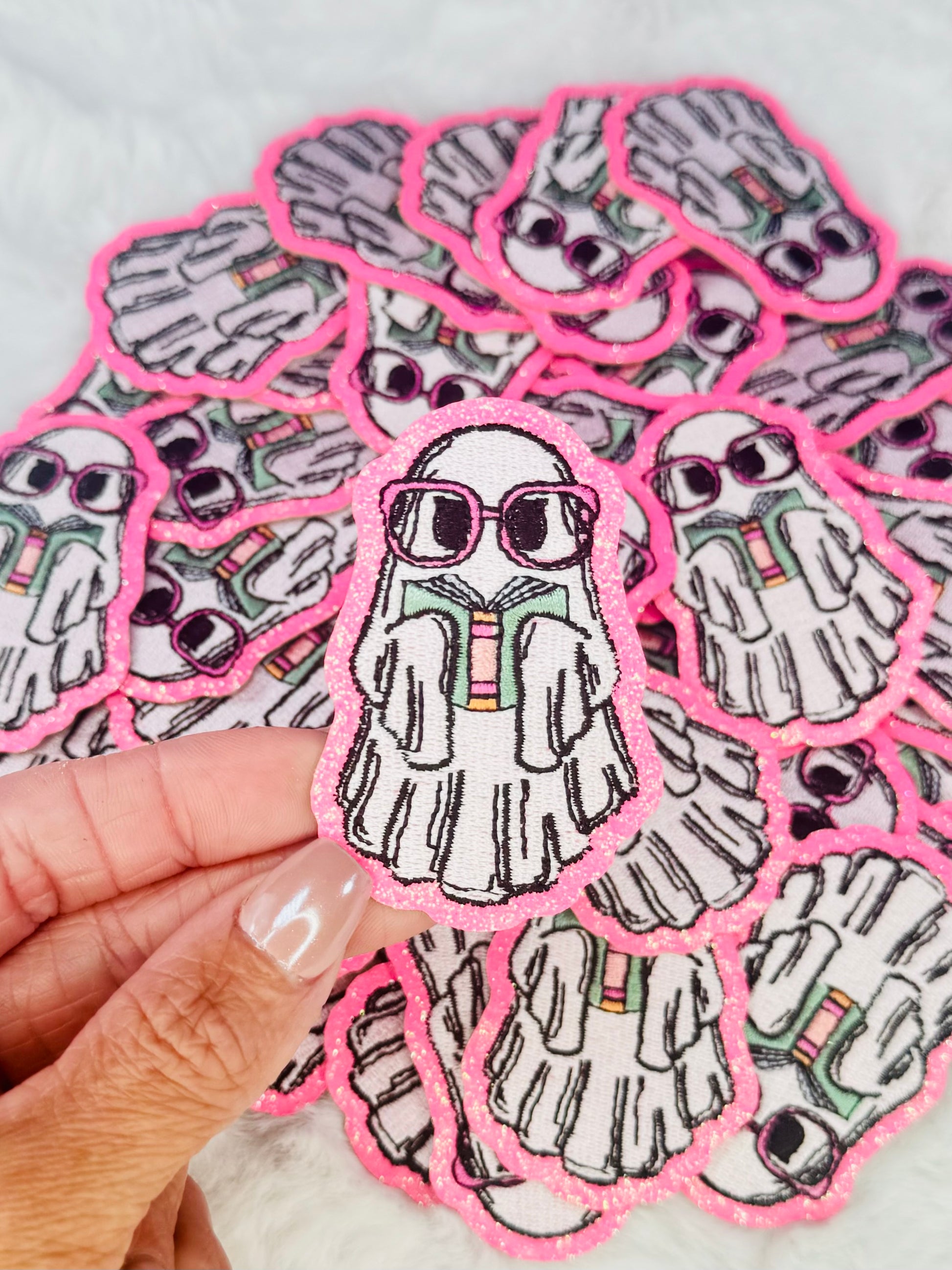 Bookish Girly Ghost Embroidered Patch