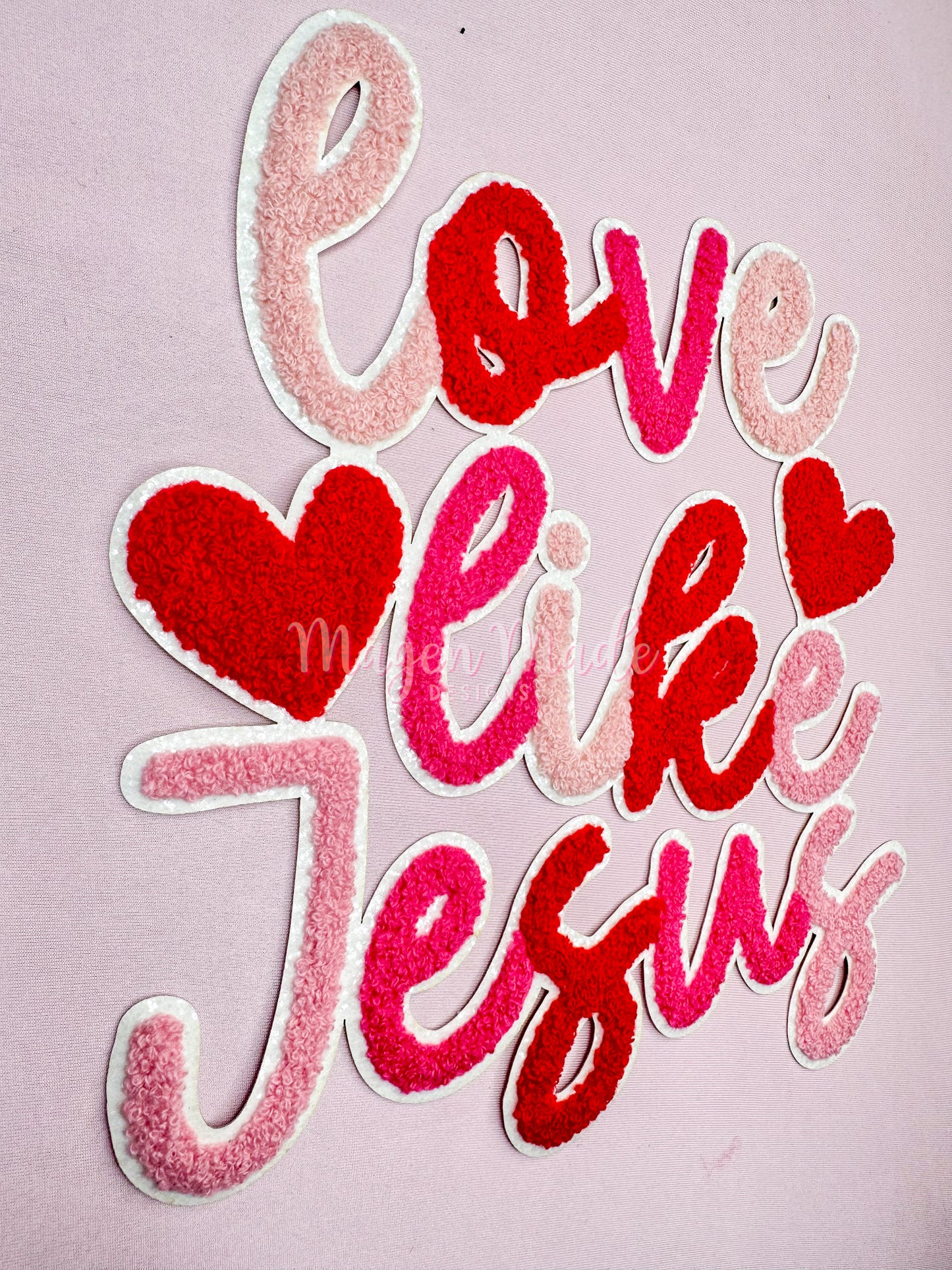 Love Like Jesus Chenille and Glitter Iron On Patch