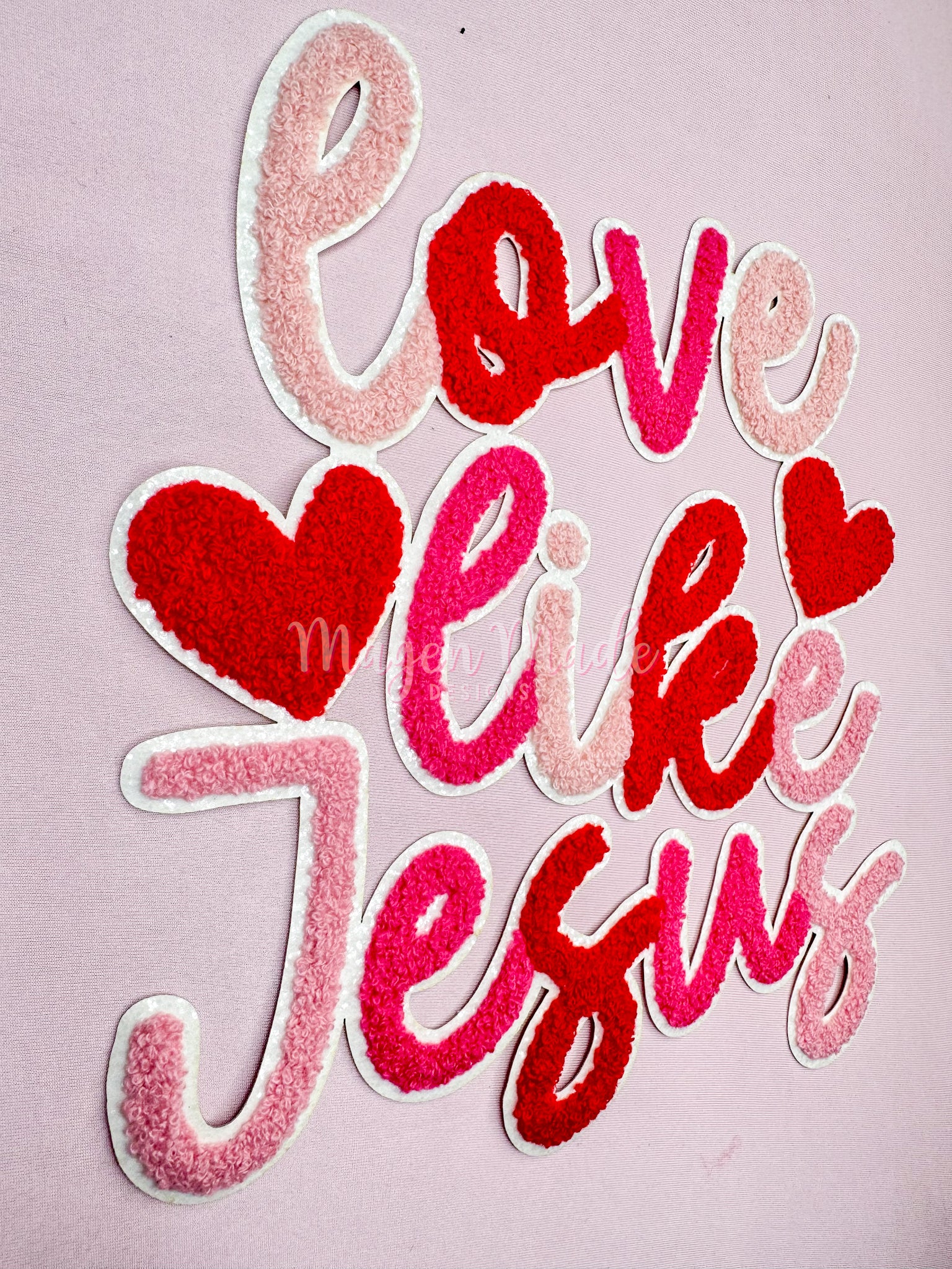 Love Like Jesus Chenille and Glitter Iron On Patch