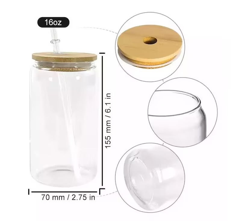 Size of 16 oz. Frosted Libbey Glass