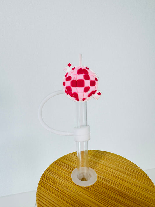 Pink Disco Ball Straw Topper