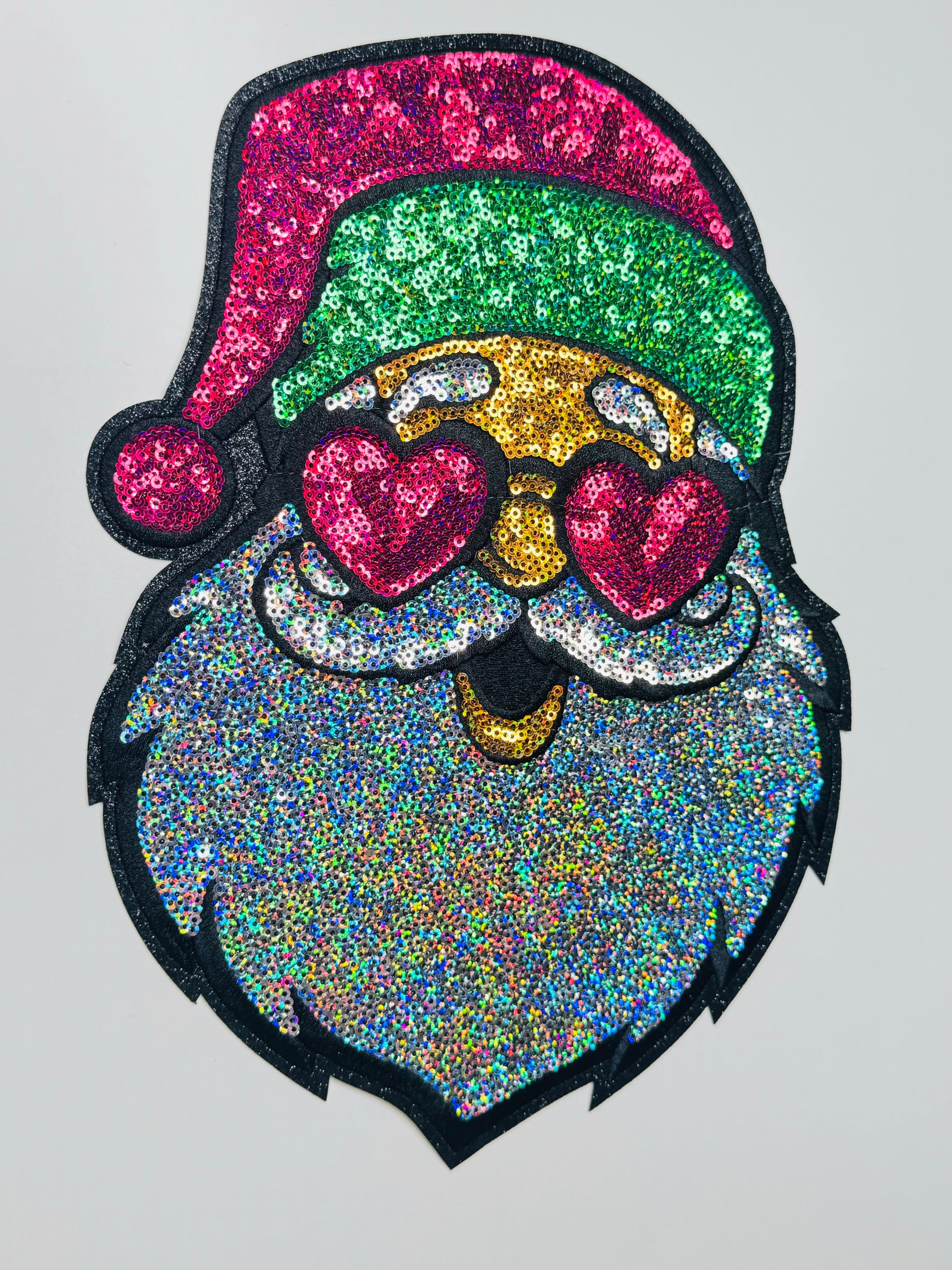 Santa With Heart Eyes Sequin Patch