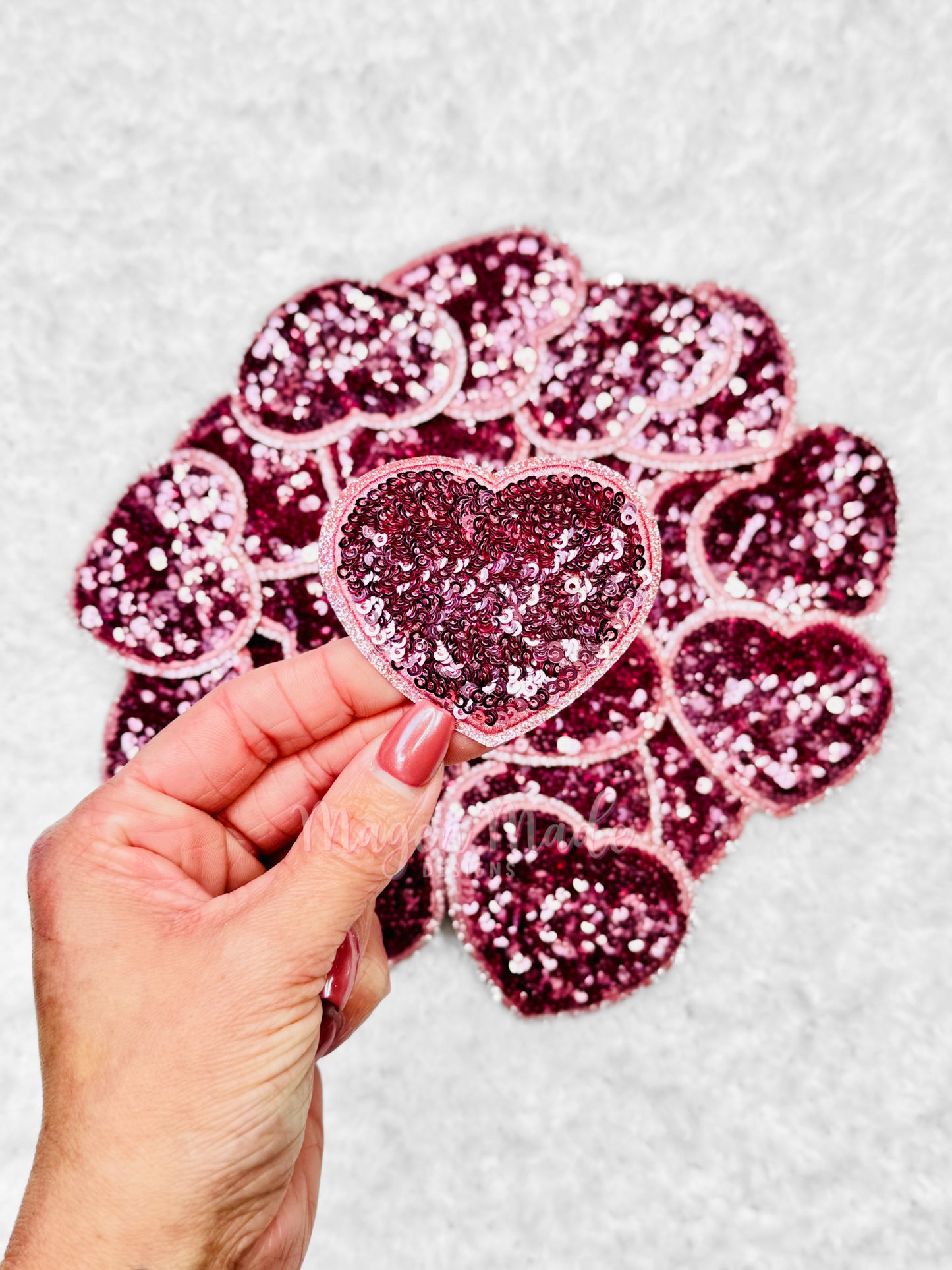 Heart- Small Iron On Glitter and Sequins Patch