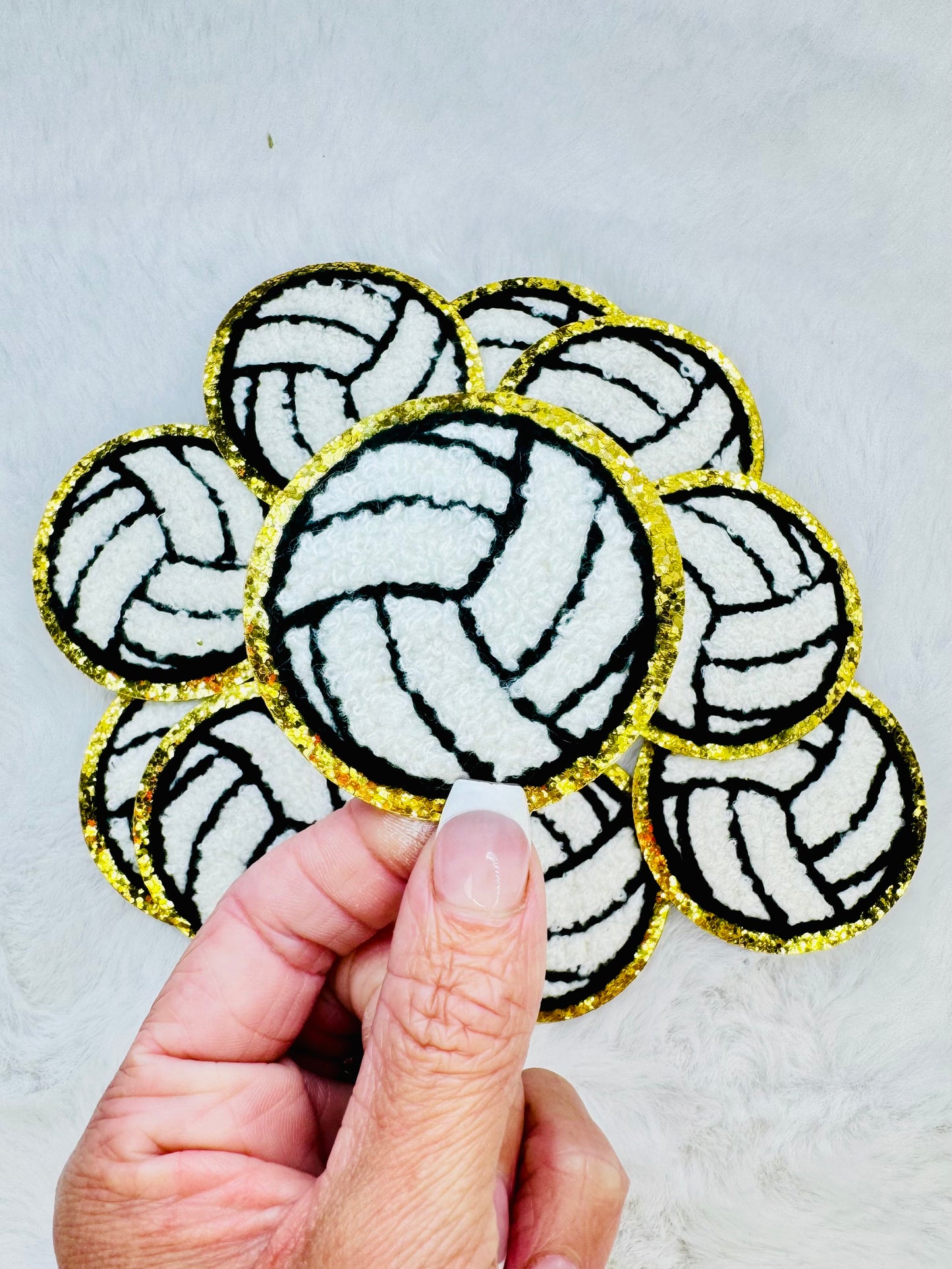 Up close photo of the Volleyball Chenille Patch