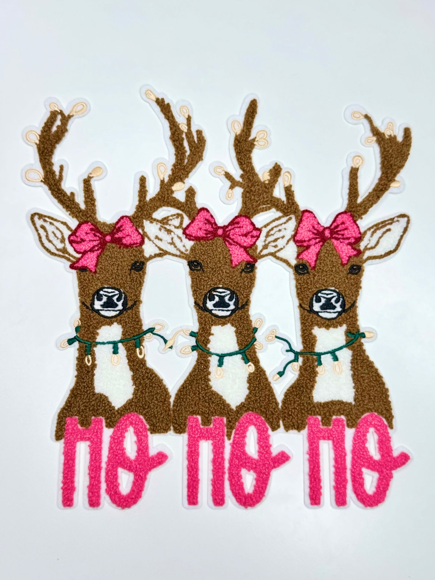 HOHOHO Reindeer Chenille Patch