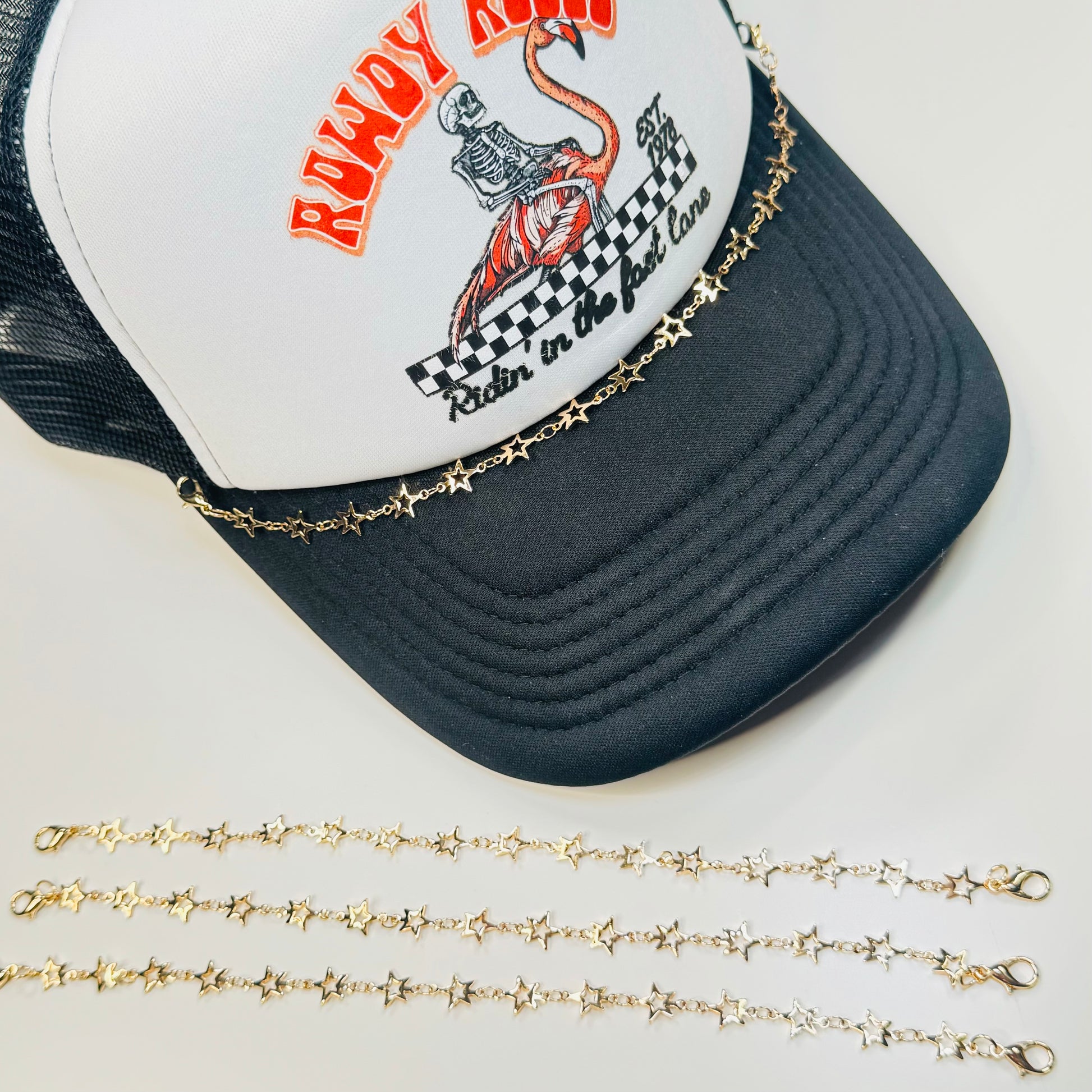 Gold Star Metal Linked Hat Chain