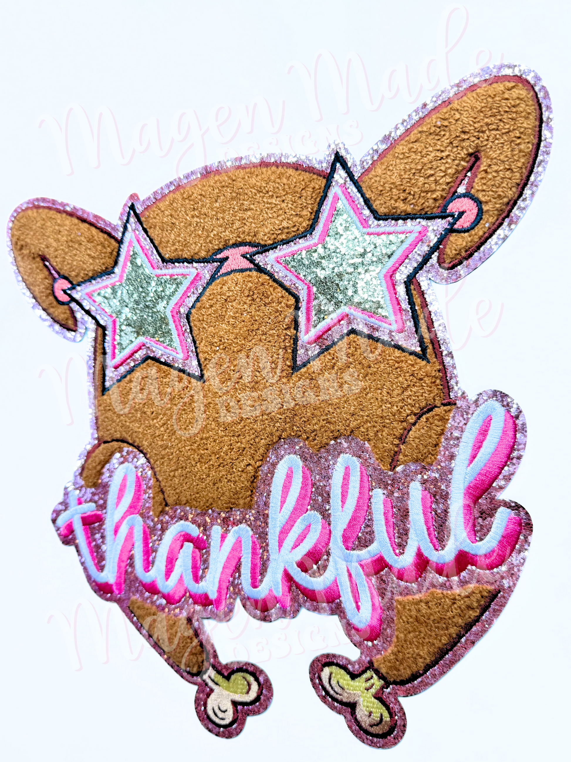 Thankful Turkey Chenille and Glitter Patch