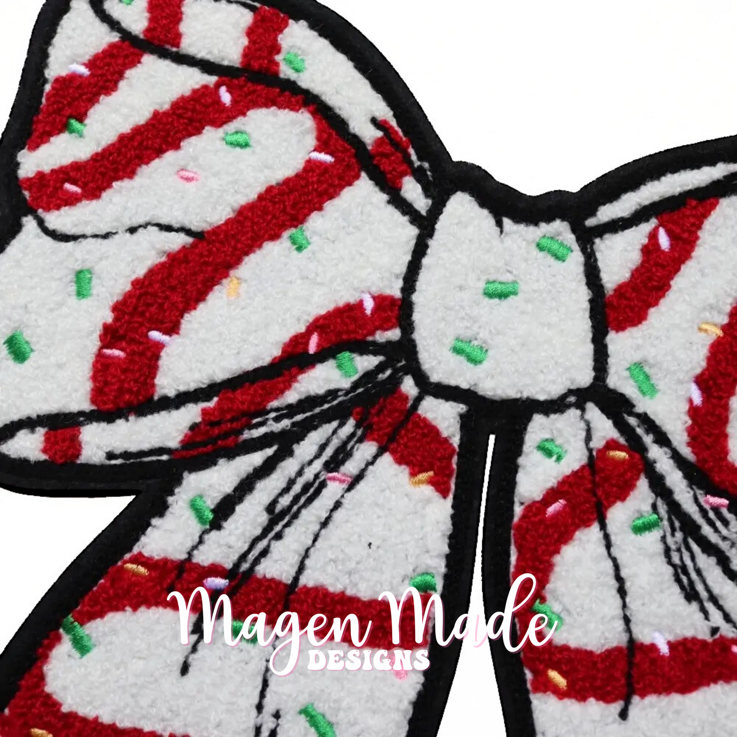 Christmas Cake Bow Chenille Patch