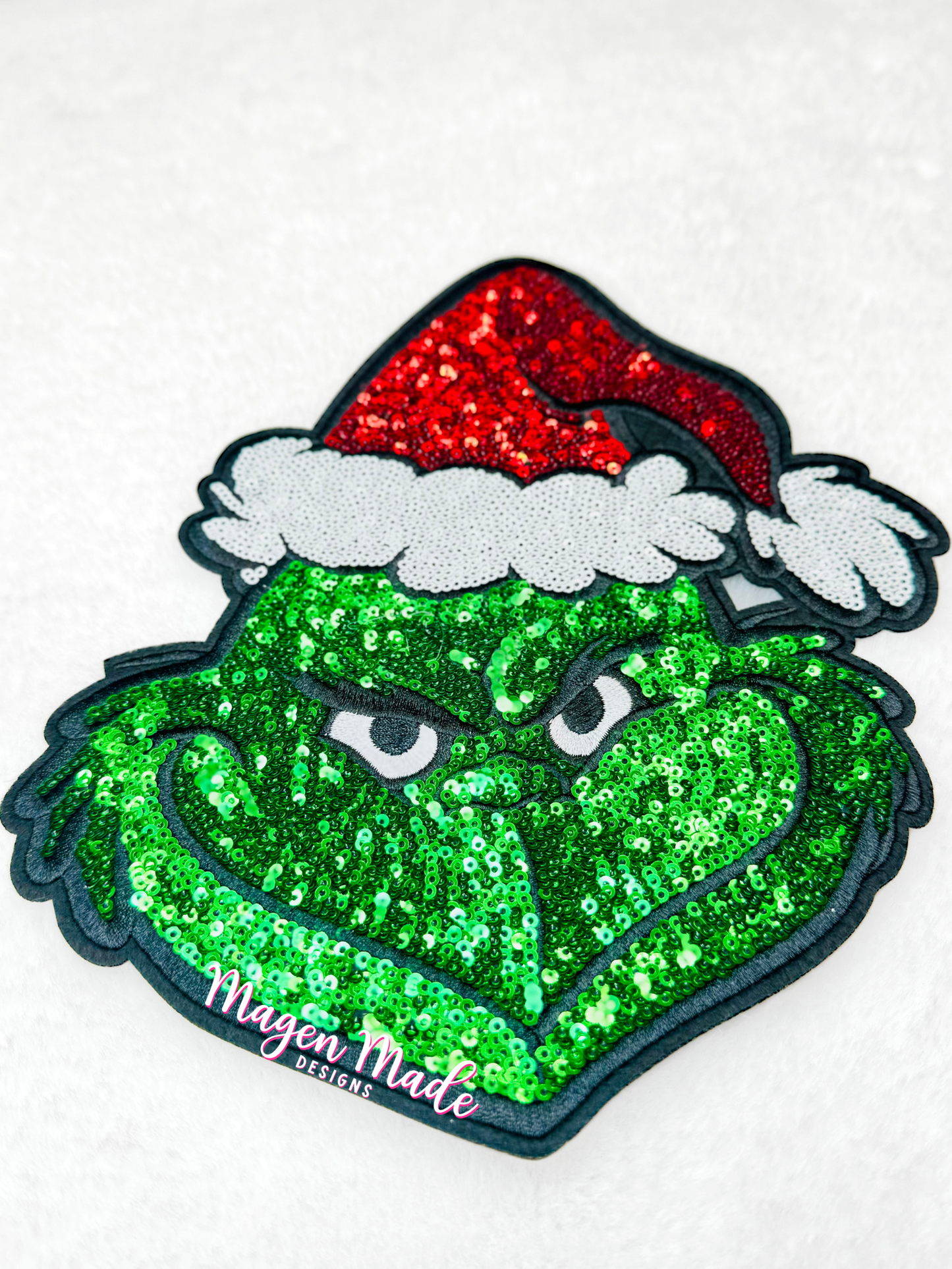 Red and Green Grouchy Man Sequin Patch