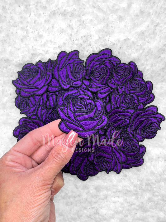Purple Rose Embroidered Patch