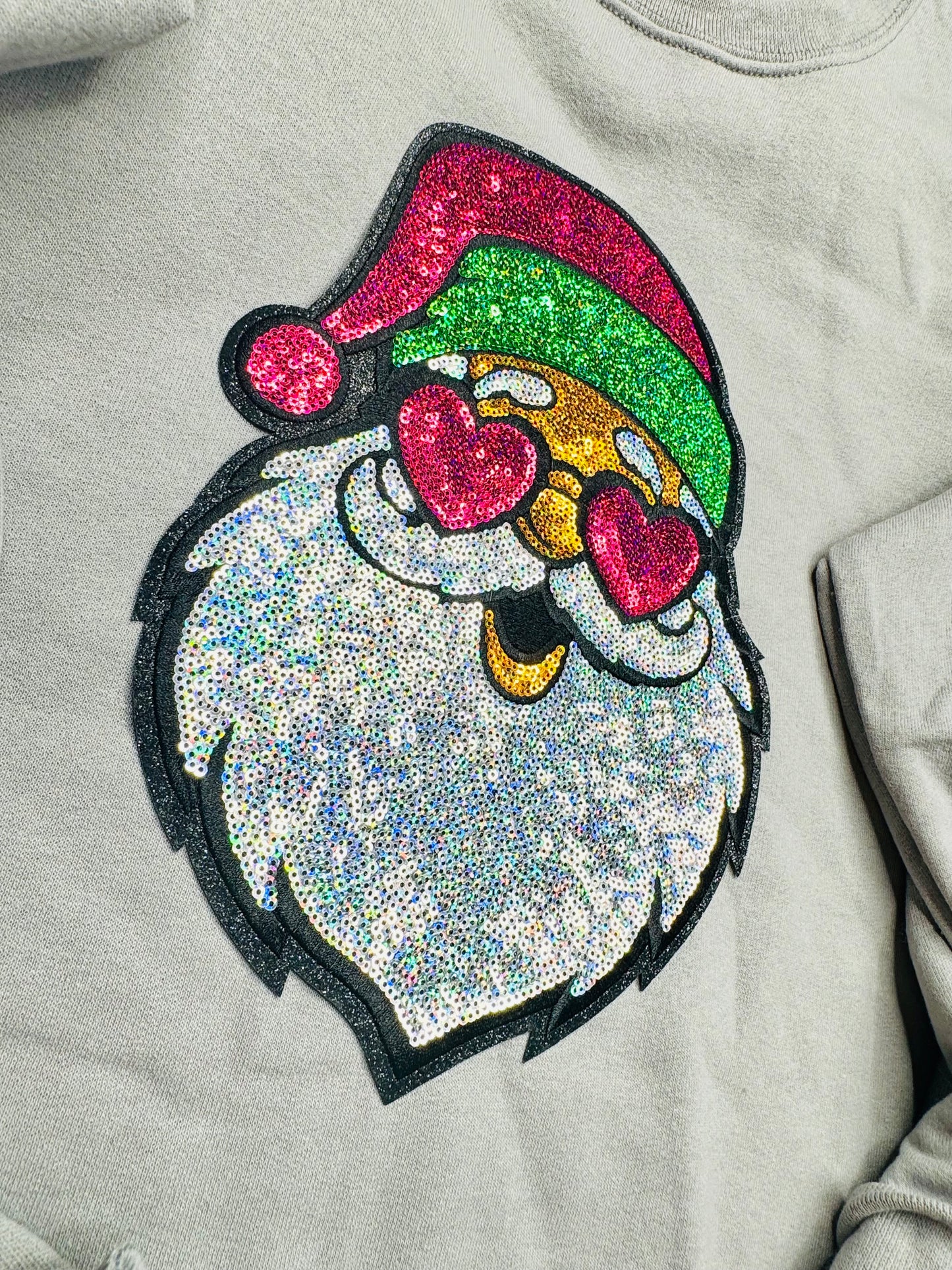 Santa With Heart Eyes Sequin Patch