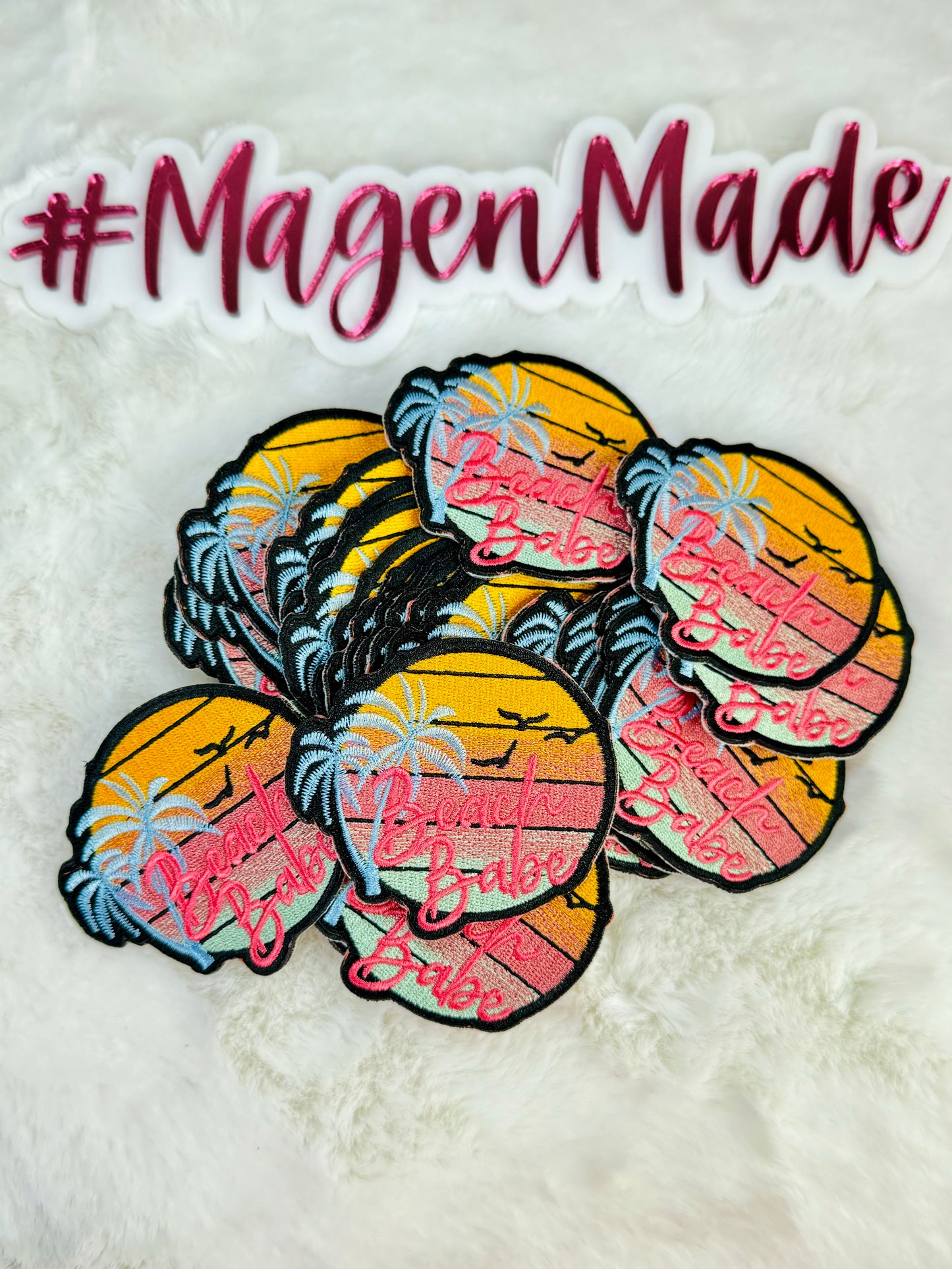 Beach Babe Outlined Embroidered Patch